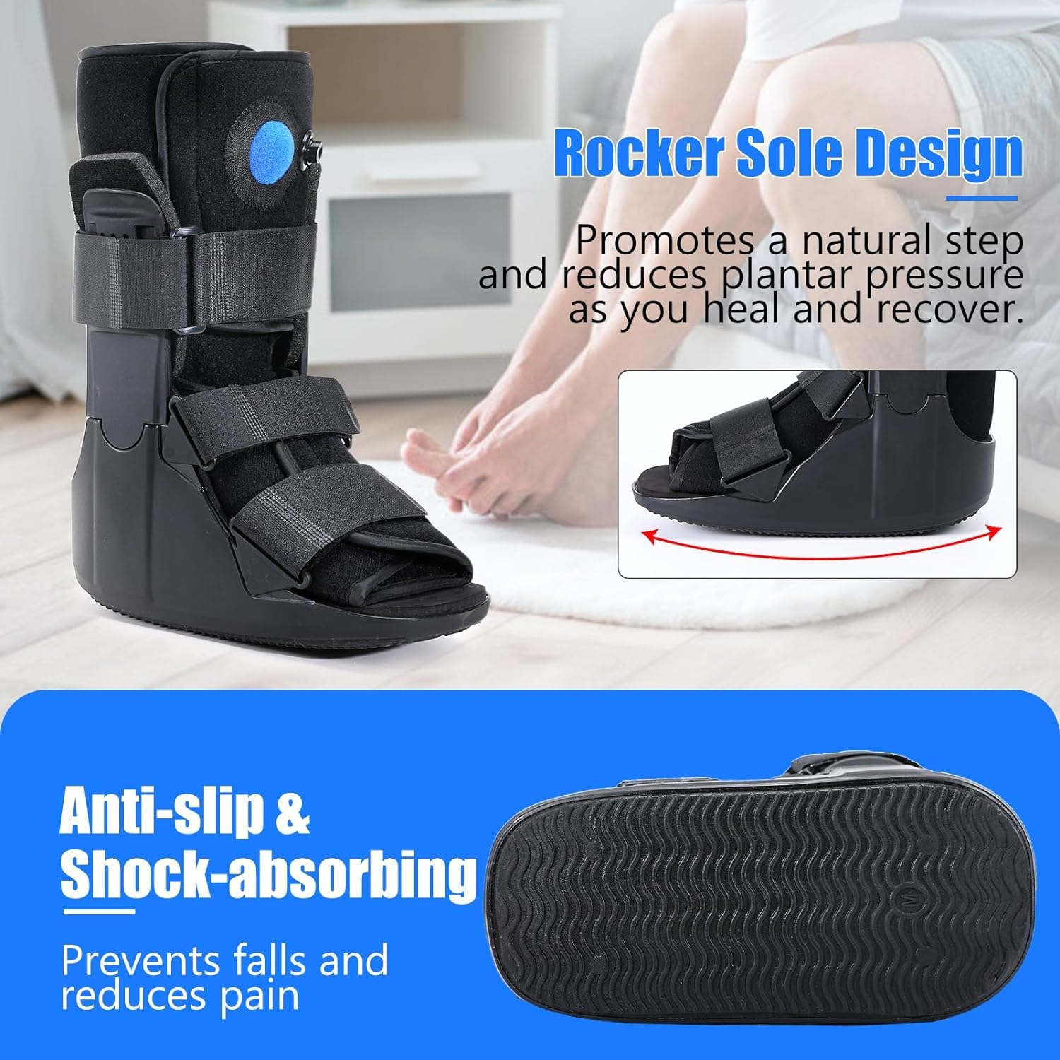 Inflatable Walking Boot Air Cam Walker Fracture Boot for Broken Foot, Sprained Ankle Short Walker Brace for Foot Pain Recovery, Stress Fracture, Achilles Tendonitis (S) image number 5