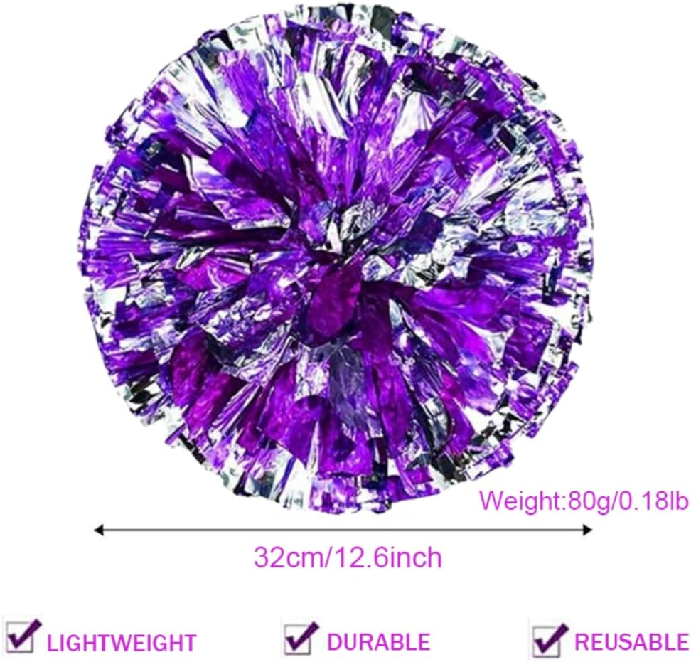 Cheerleading Pom with Handle Bulk Metallic Foil Plastic 4PCS Poms Sports Dance Cheer Pompoms Cheering Squad Poms for Kids Adults Team Game Party image number 5