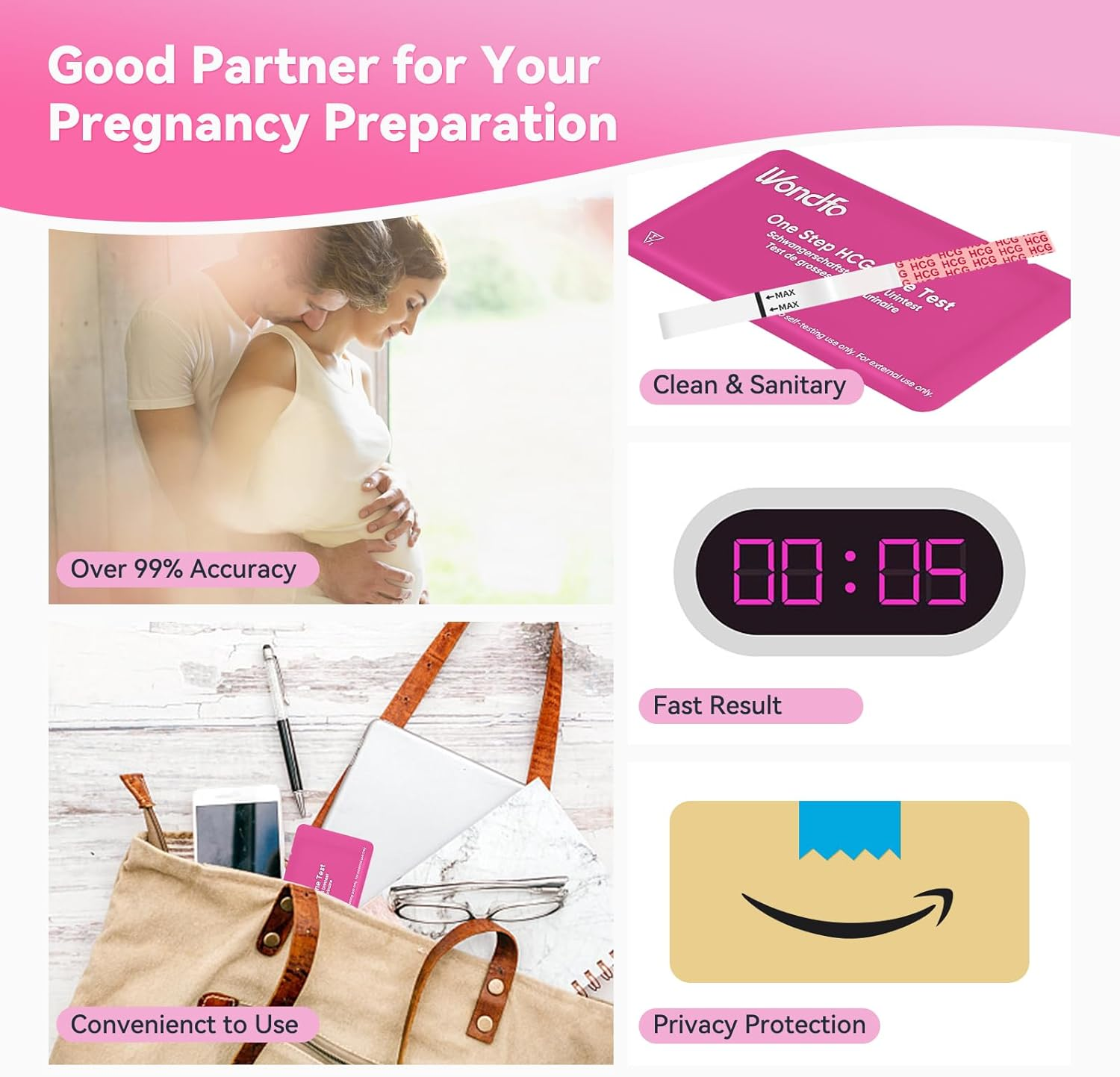 Wondfo Pregnancy Test Strips, Early Detection 10Miu Sensitive, 20 Pack image number 4