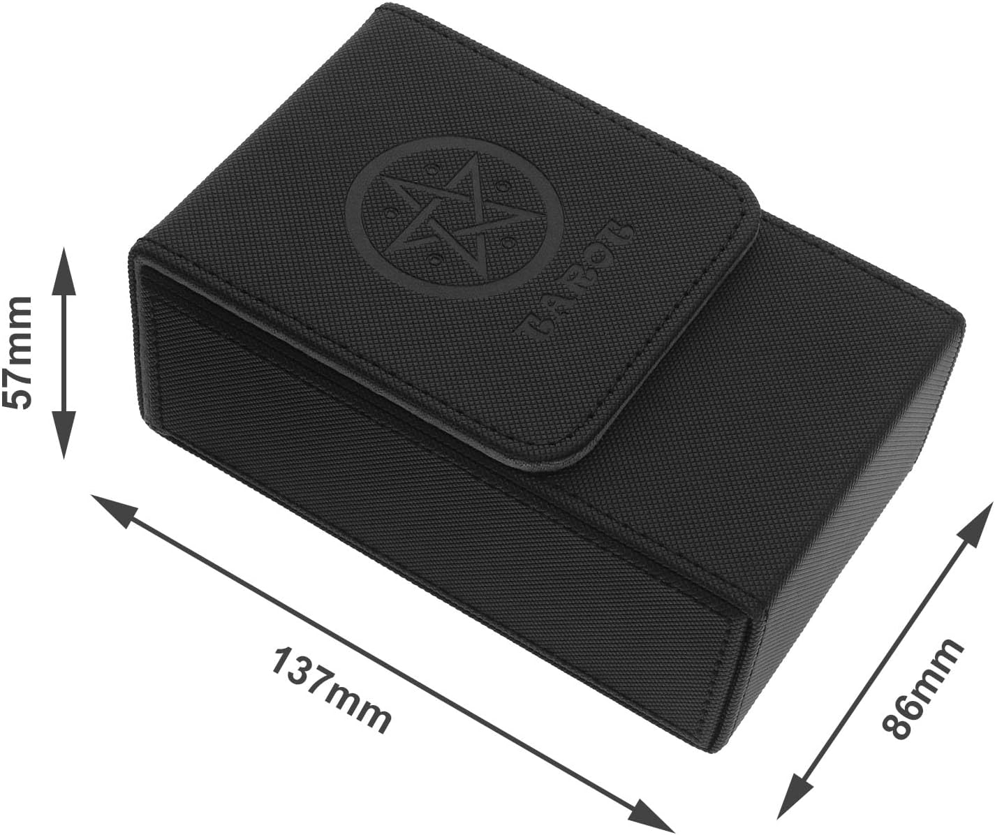 Emagtech Tarot Card Case Card Deck Box PU Leather Card Storage Box Magnetic Closure Single-Sleeved Cards Box Protect Cards Solid Black image number 4