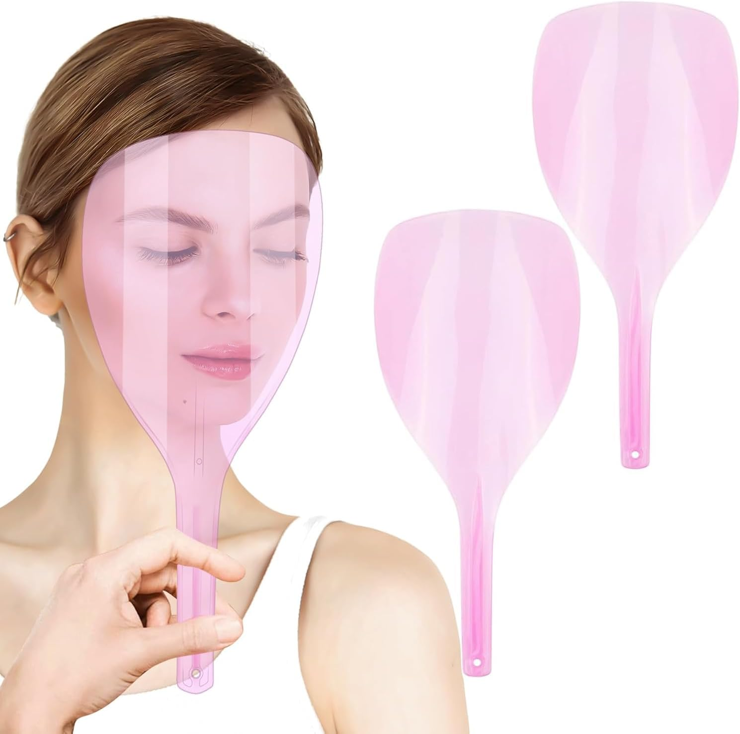 Pro Barber Hair Cutting Shield - Pink Hairspray Hairdressing Mask, Water Proof Plastic Reusable Eye and Makeup Protector for Hair Stylists (2Pcs, 12.7 X 5.9) image number 1