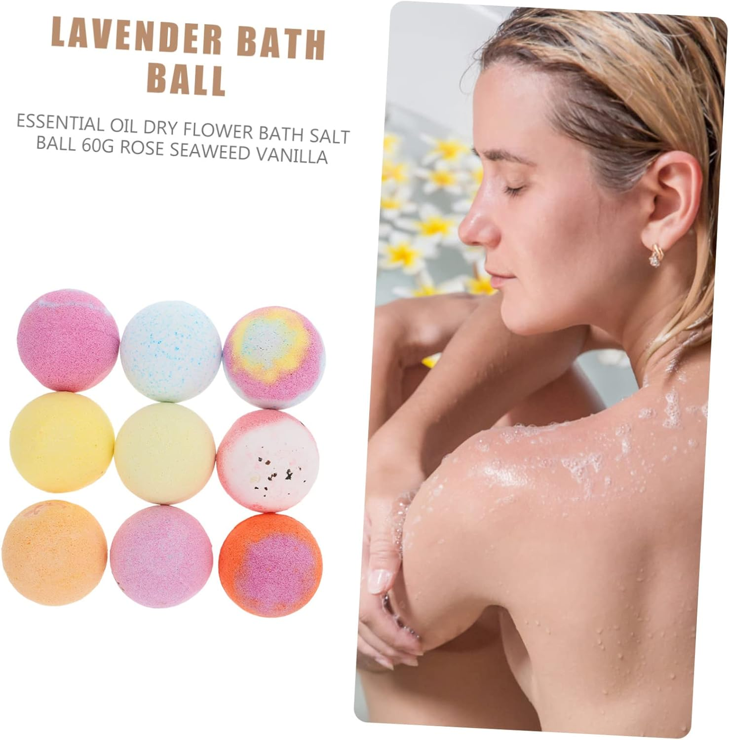 Healeved 9Pcs Bath Spa Bombs Exfoliating Bath Balls Essential Oils Relaxing Shower Steamer image number 6