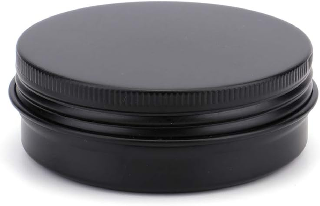 Foraineam 48 Pack 2 Oz round Lip Balm Tin Cans - Aluminum Cosmetic Sample Containers with Screw Lid - Matte Black Metal Empty Tins Storage Travel Tin Jars image number 1
