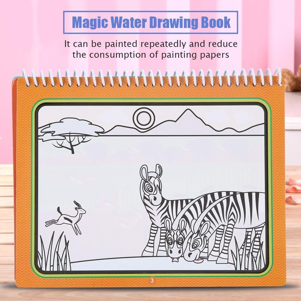 Painting Book Portable Children Magic Coloring Water Drawing Pen Kids Early Learn Toy Reusable Water-Reveal Activity Supplies(#2)