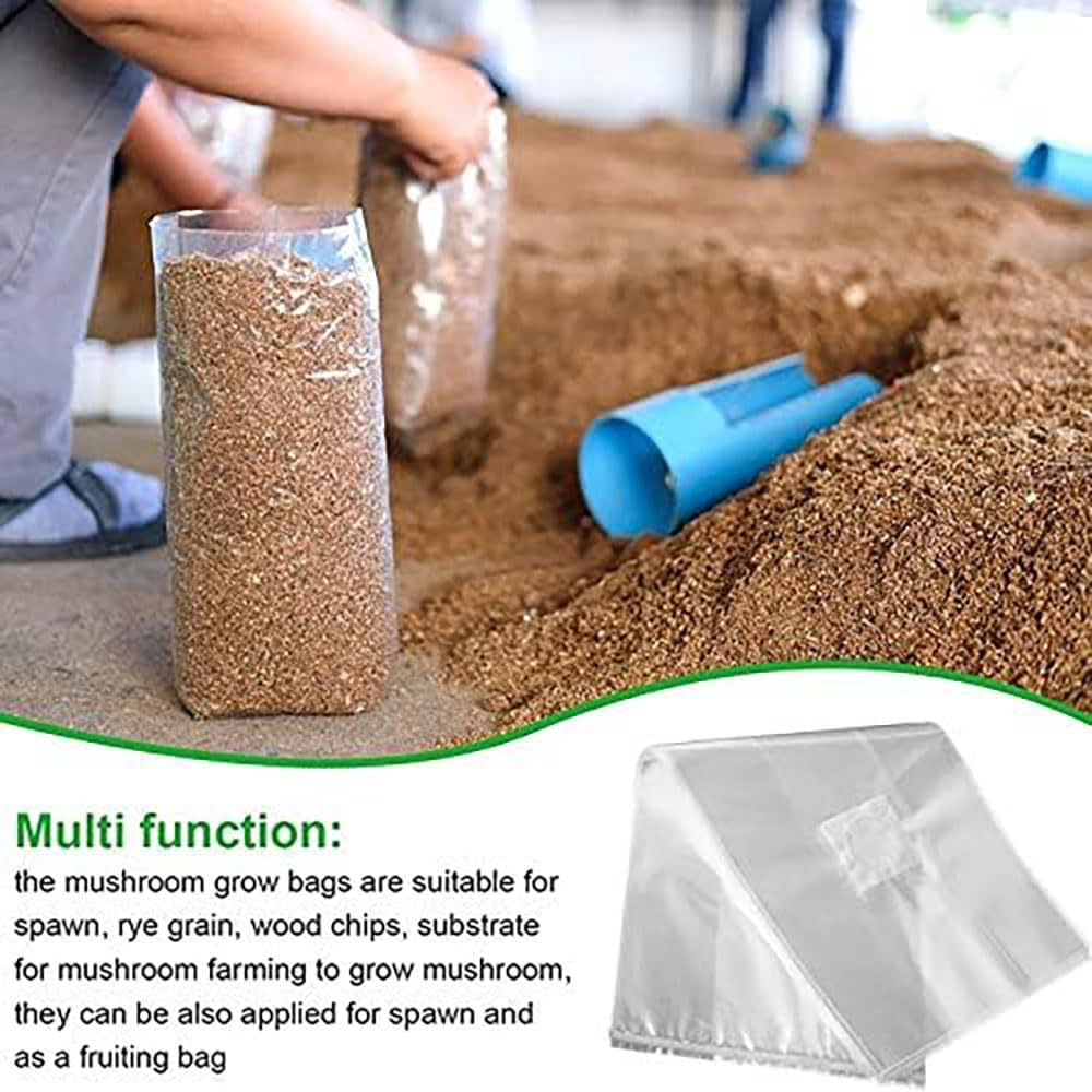 Lyhaogao 25 Pcs Small Mushroom Transparent Grow Bags with Breathable Membrane,Space Efficient Indoor Gardening Cultivation Supplies for Optimal Airflow and Healthy Mushroom Growth image number 6