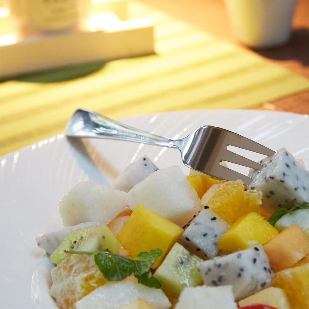 Snamonkia Appetizer Small Forks Set of 12, 5.4 Inches, Dessert Forks Stainless Steel, 3-Tine Portable Cocktail Salad Fruit Forks for Party Travel image number 1