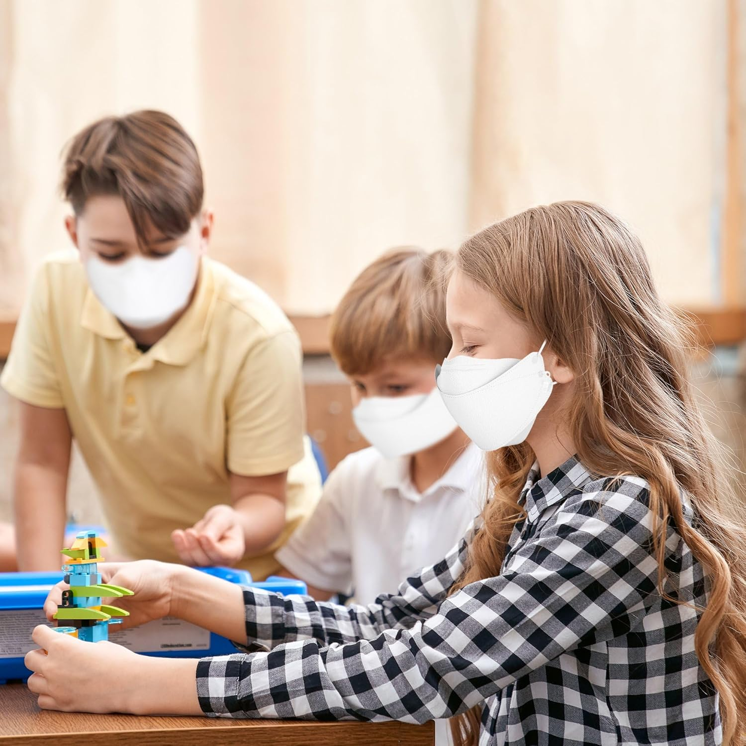 [10 Packs] KF94 KIDS Face Mask Made in Korea Respirator Protective Disposable Dust Covers (Children, Youth) Clean Top 크린탑 Individual Package (White) image number 2