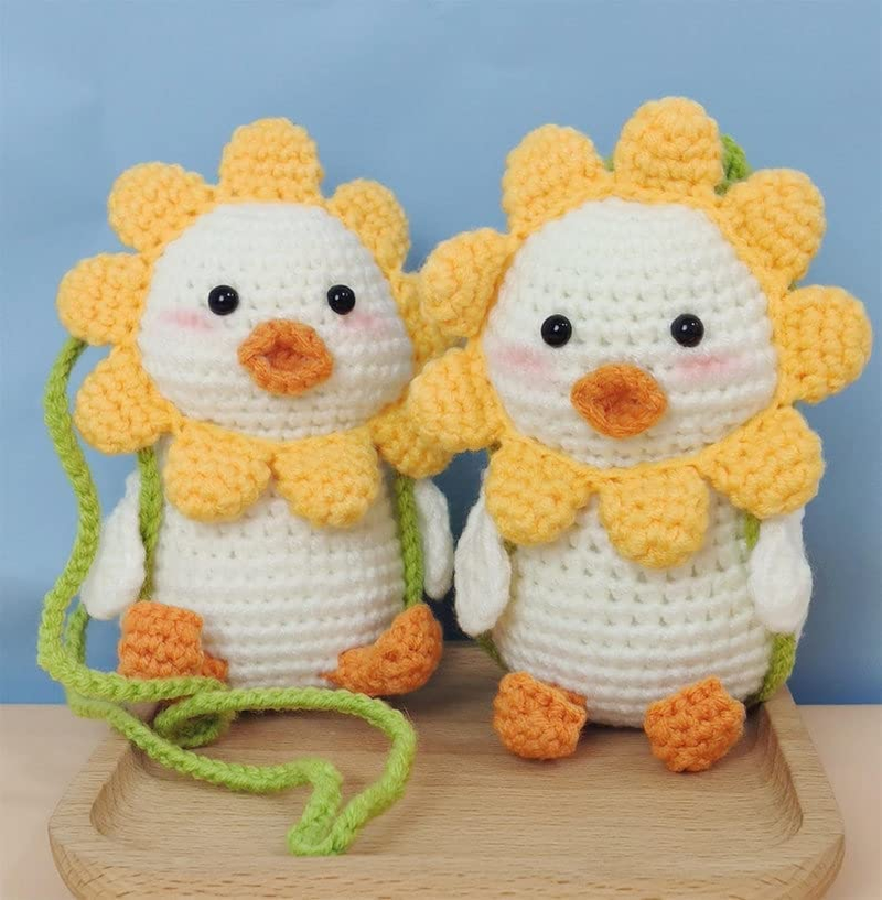 Crocheted Cute Swing Duck Rearview Mirror Hanging Ornament, Pendant for Car Interior Decor, Lucky Accessories (Handmade) image number 5