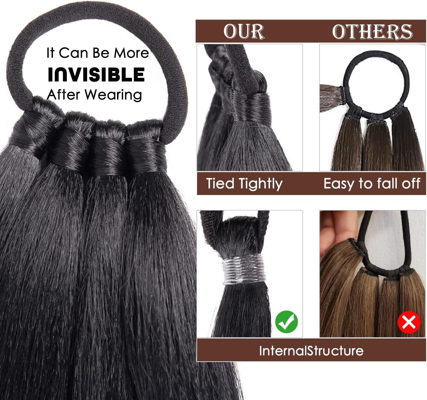 Braided Ponytail Extension 36 Inch Braid Ponytail Extension with Hair Tie Straight Wrap around Hair Extensions Ponytail Long Braided Ponytail for Women Daily Wear (4#) - 27 image number 4