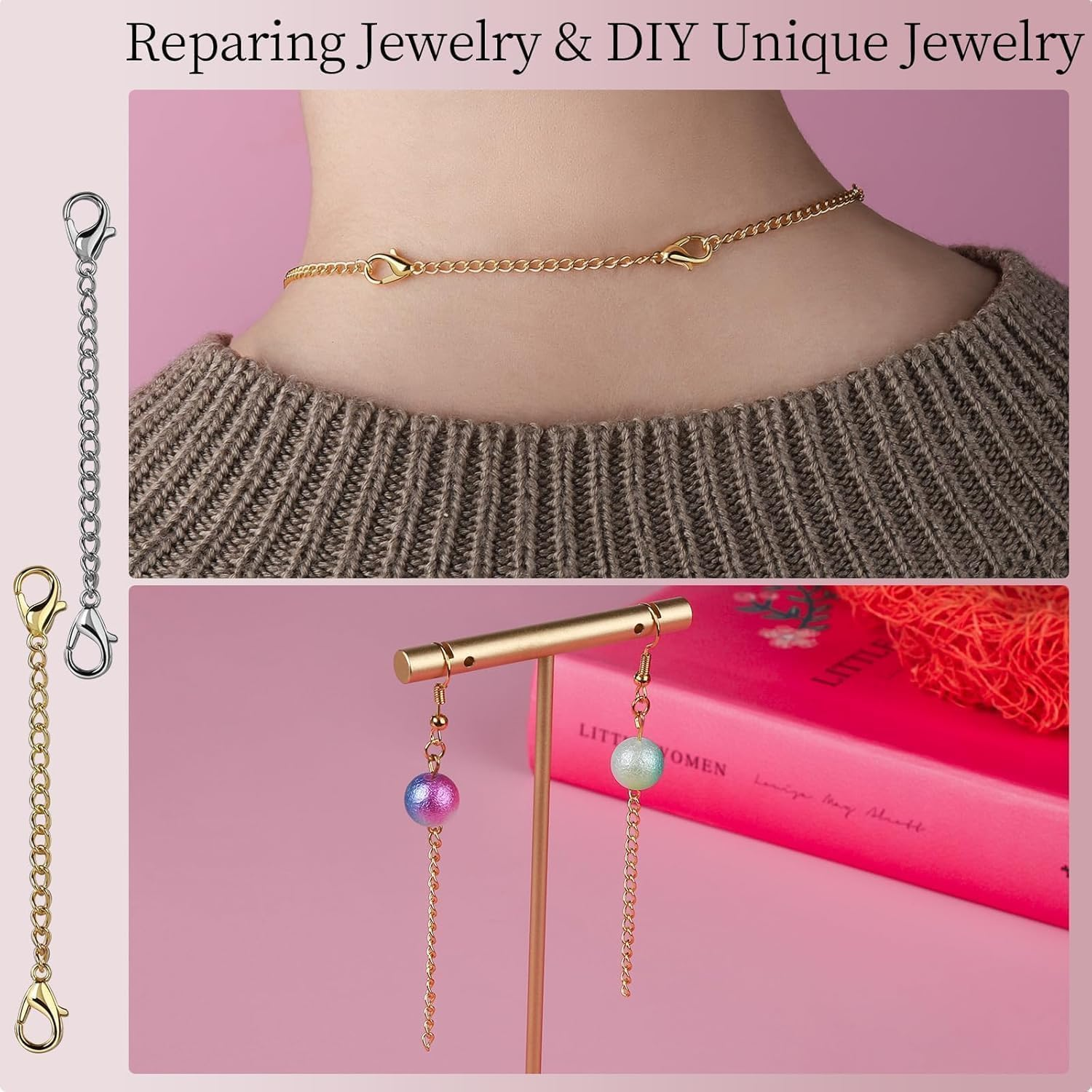 TIAMORK Jump Rings, 968Pcs Jewelry Making Supplies, Jewelry Making, Gold Silver Charm, Lobster Claw Clasps for Necklace Bracelet Jewelry, Key Chain for Keychain image number 2