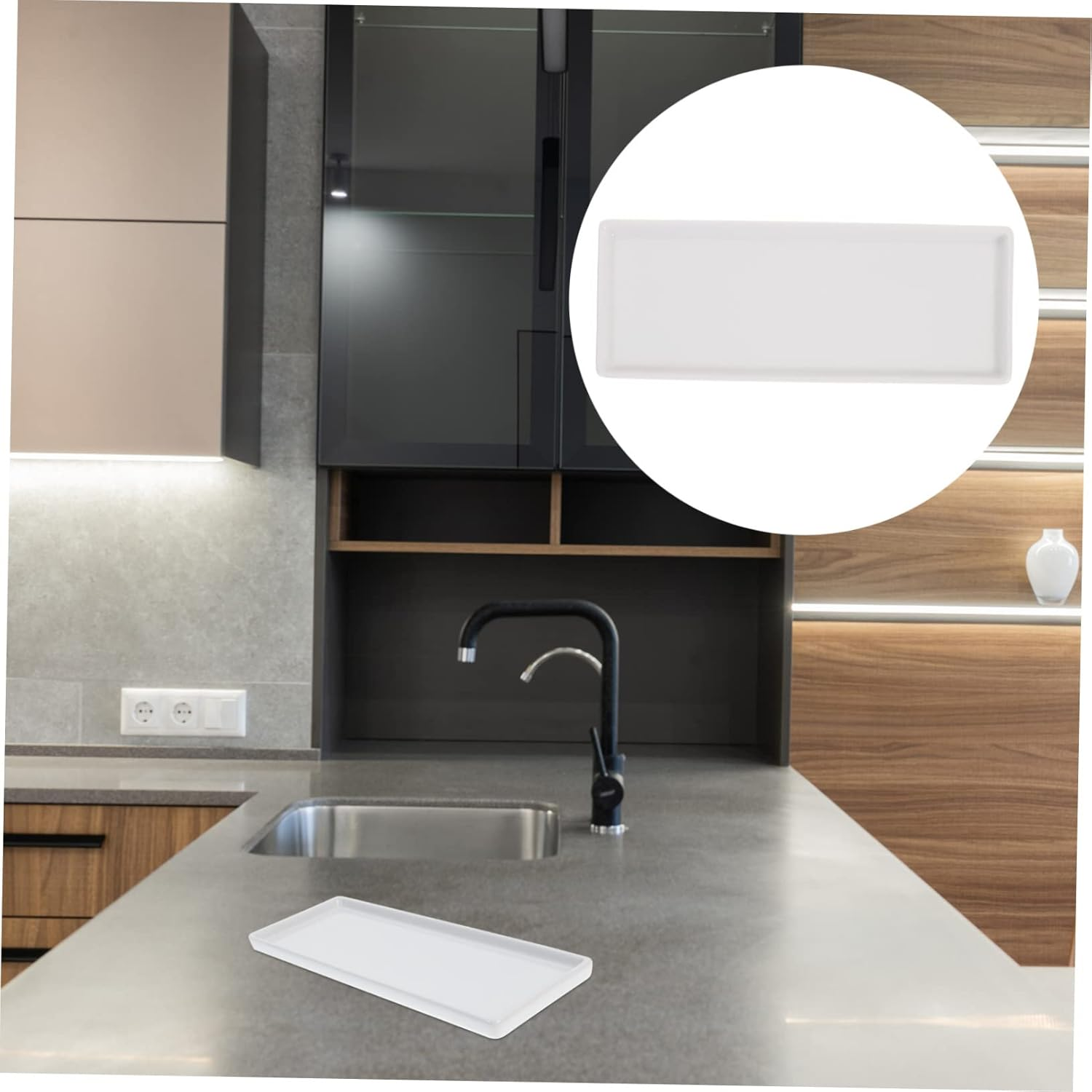 Operitacx Storage Large Rectangular Ceramic Tray Decorative Jewelry Organizer for Bathroom Home Hotel image number 1