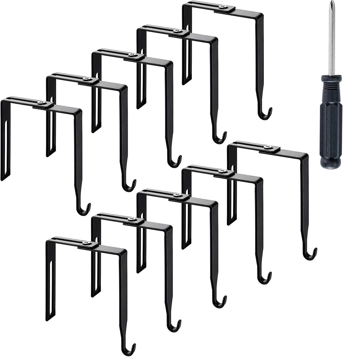 10 Pcs Adjustable Cubicle Wall Hooks Black Metal Cubicle Hangers Cubicle Accessories with Cross Screwdriver Universal Partition Hanger for 1.35 to 3.5 in Inch Thick Wall Panels (Black) image number 1