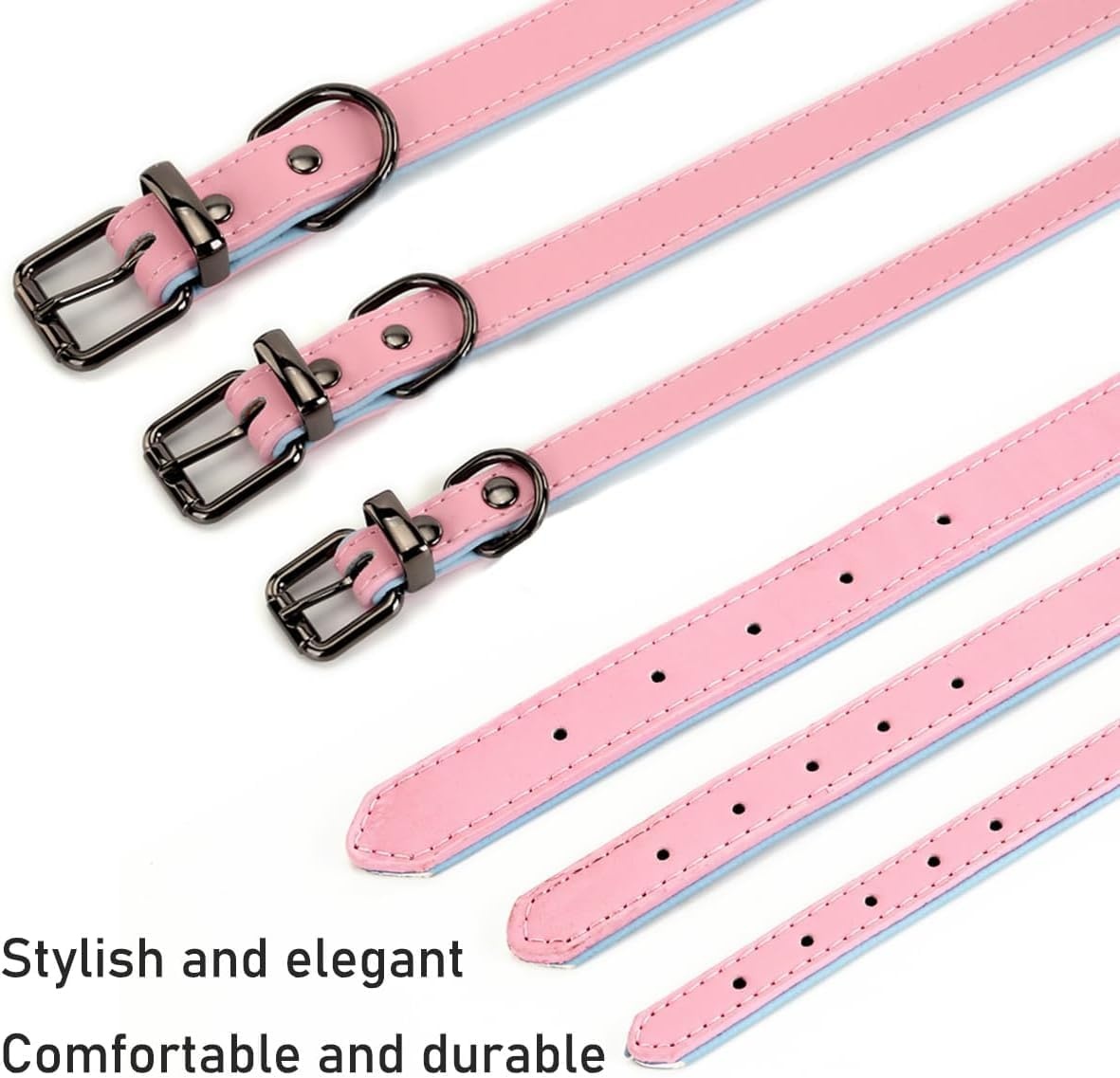 Soft Leather Pet Collar, Premium Leather Dog Collar, Adjustable Pink Fashionable and Elegant Dog Collar, Comfortable Padded Dog Collar for Large Dogs image number 6