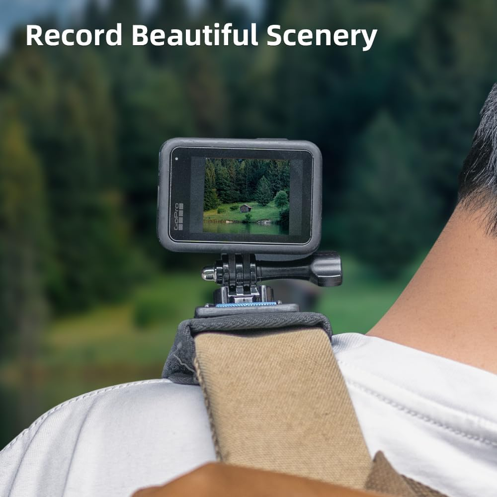 SKEZN Backpack Shoulder Strap Mount Camera with Adjustable Shoulder Pad and 360 Degree Rotating Base Compatible with Gopro Hero 12 Black, Hero 11/9/8, DJI Action 4/3 and More (4.3 * 2.8 * 2.2 In) image number 1