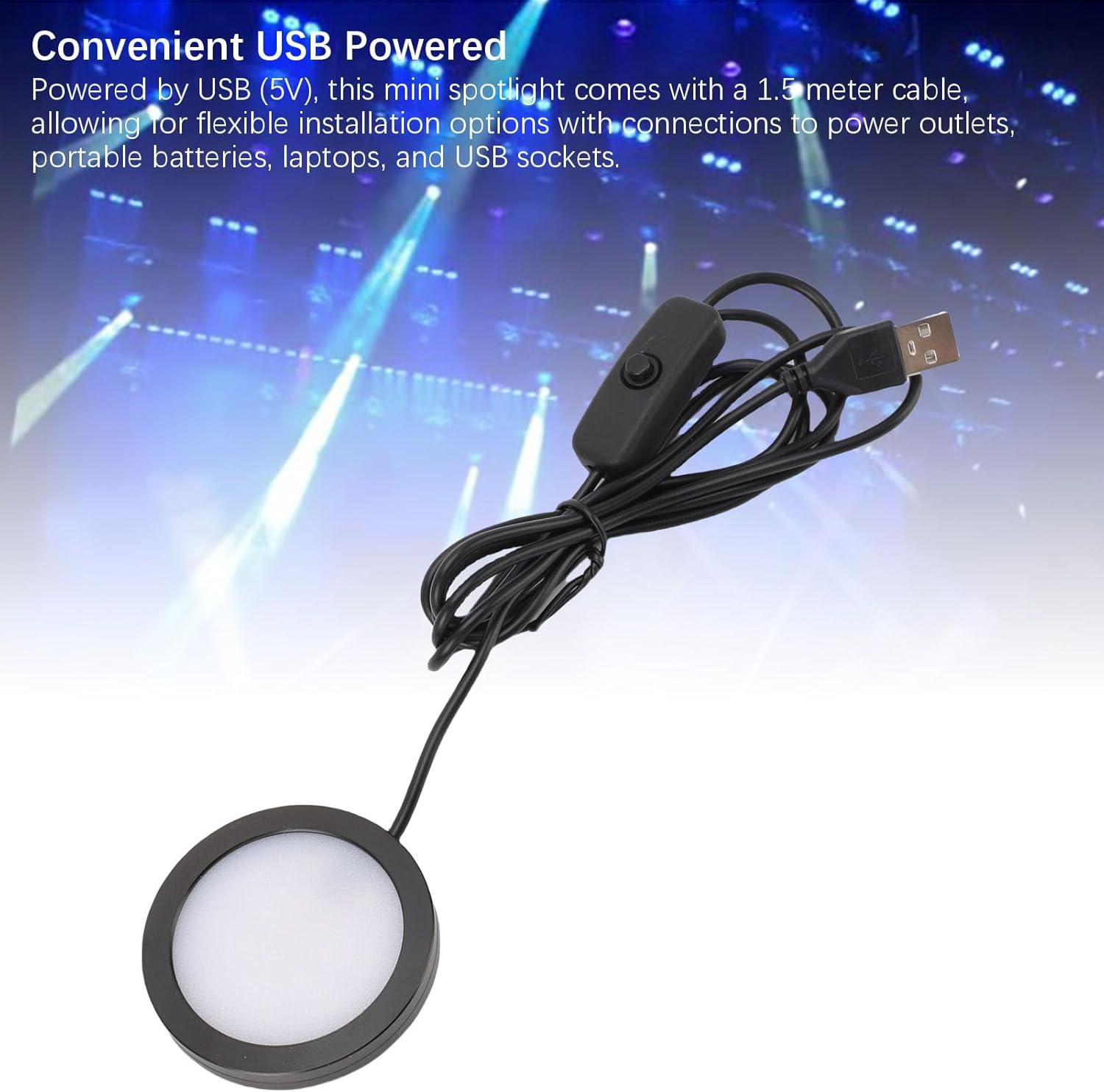 Cocoarm LED round Light, 5V Ultra Thin Aluminum Casing Mini Spotlight 1.5M USB Cable for Ceiling Bedroom Kitchen Display Cabinet Restaurant image number 3