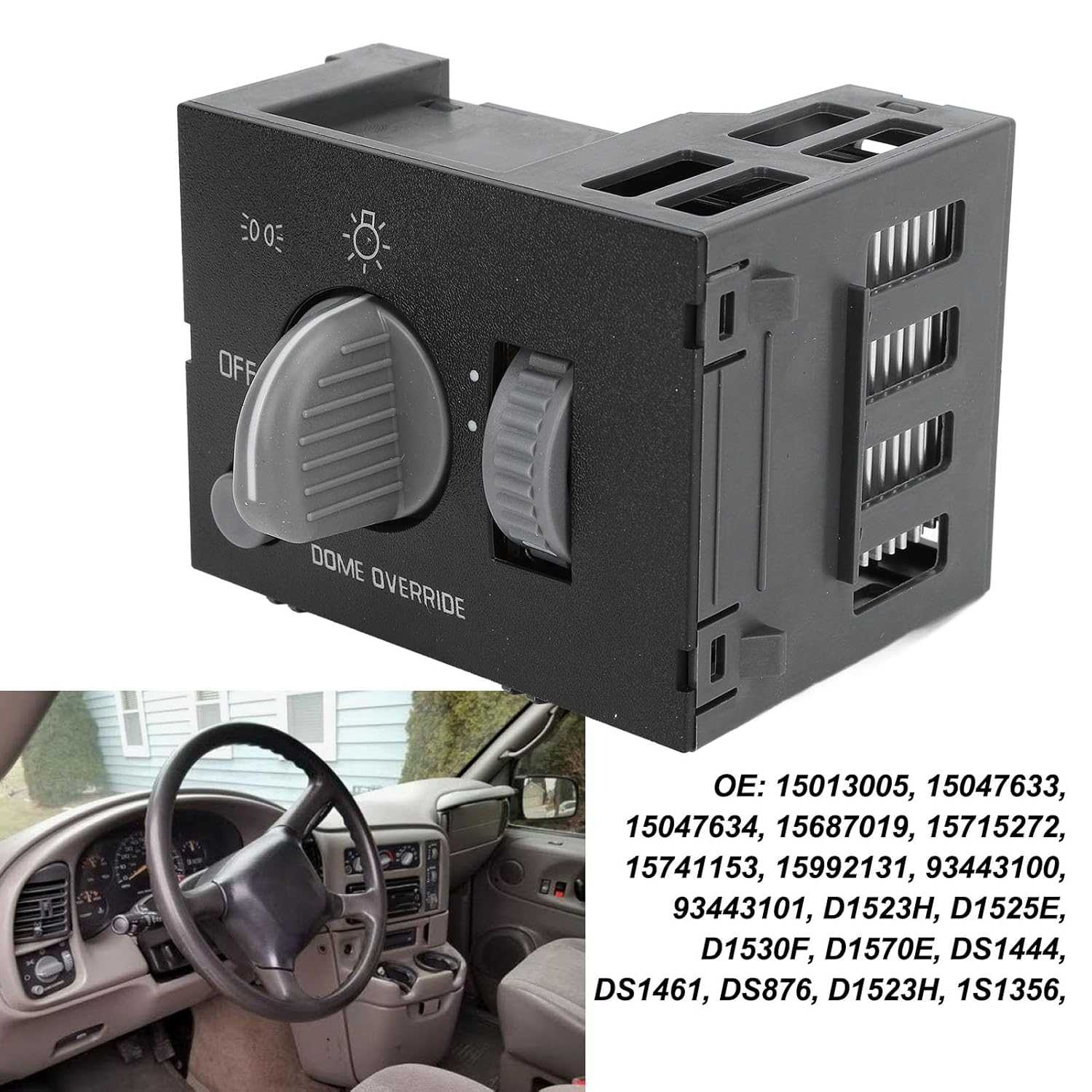 Headlight Dimmer Switch 93443101 Instrument Panel Headlight Parking Light Switch for C1500 C2500 C3500 K1500 K2500 K3500 Pickup image number 5