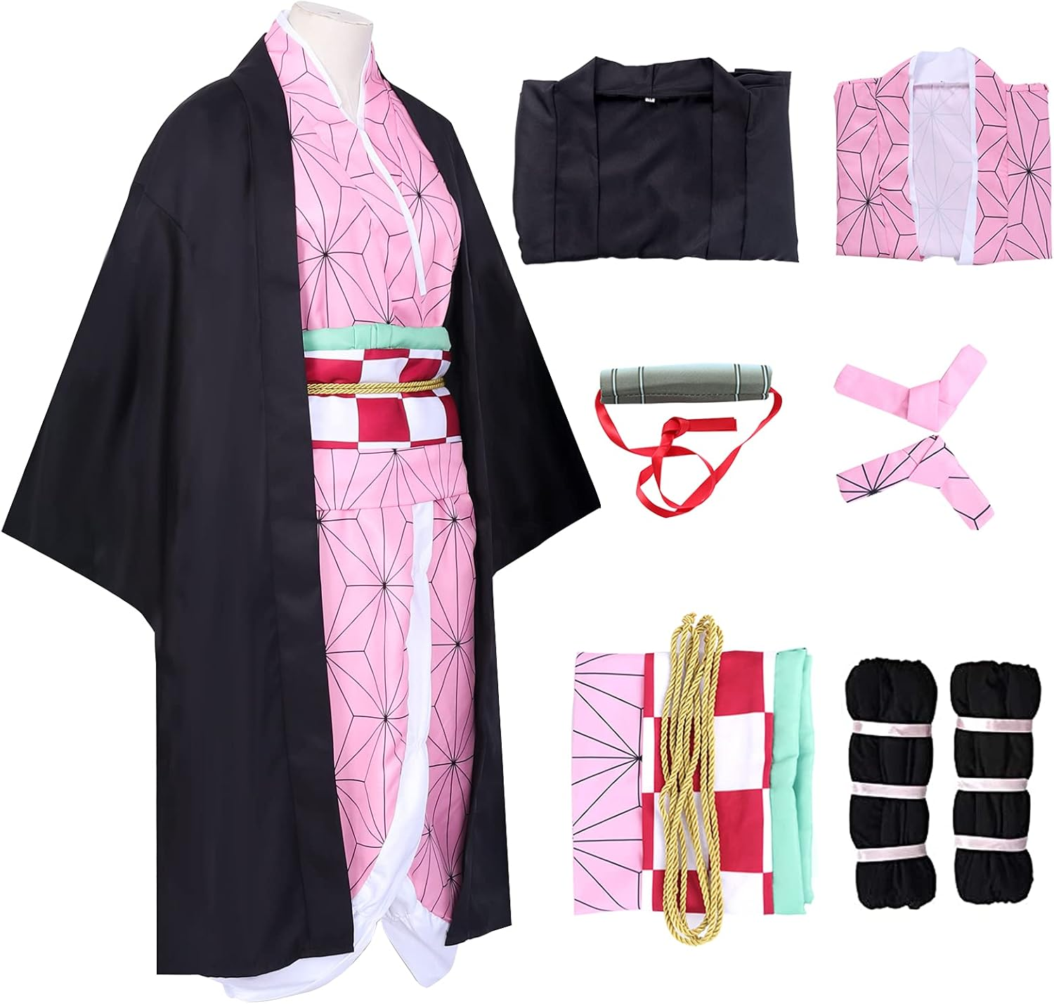 Anime Cosplay Costume,Black Green Japan Kimono,Unisex Adult Cloak Jacket Uniform Outfit,Kimono Halloween Cosplay Anime Outfit Adult Coat Costume