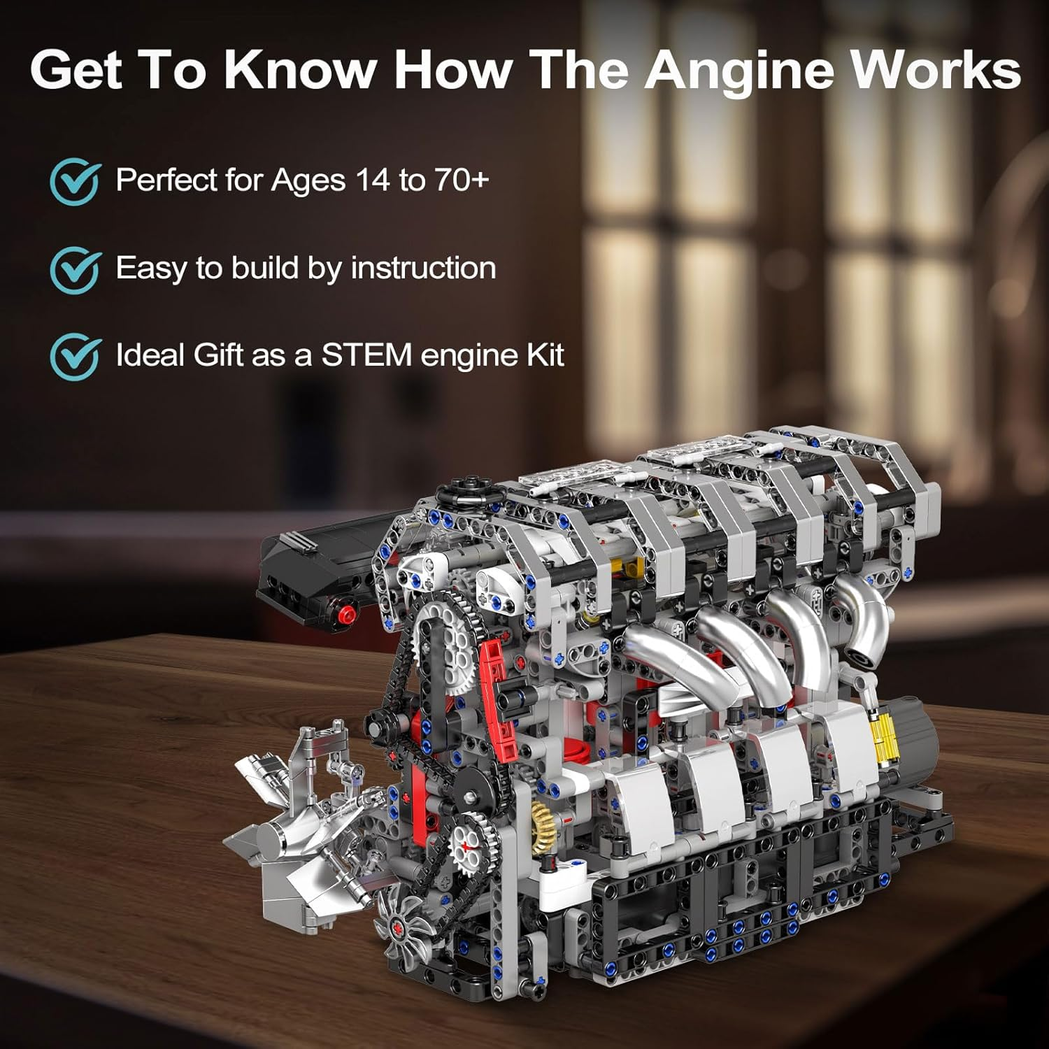 Mould King L4 Engine Building Kit - Build Your Own Engine Toy, Car Engine Replica, STEM Mechanic Engineering Model Construction for Teens 14+ Years (1787 Pcs) image number 6