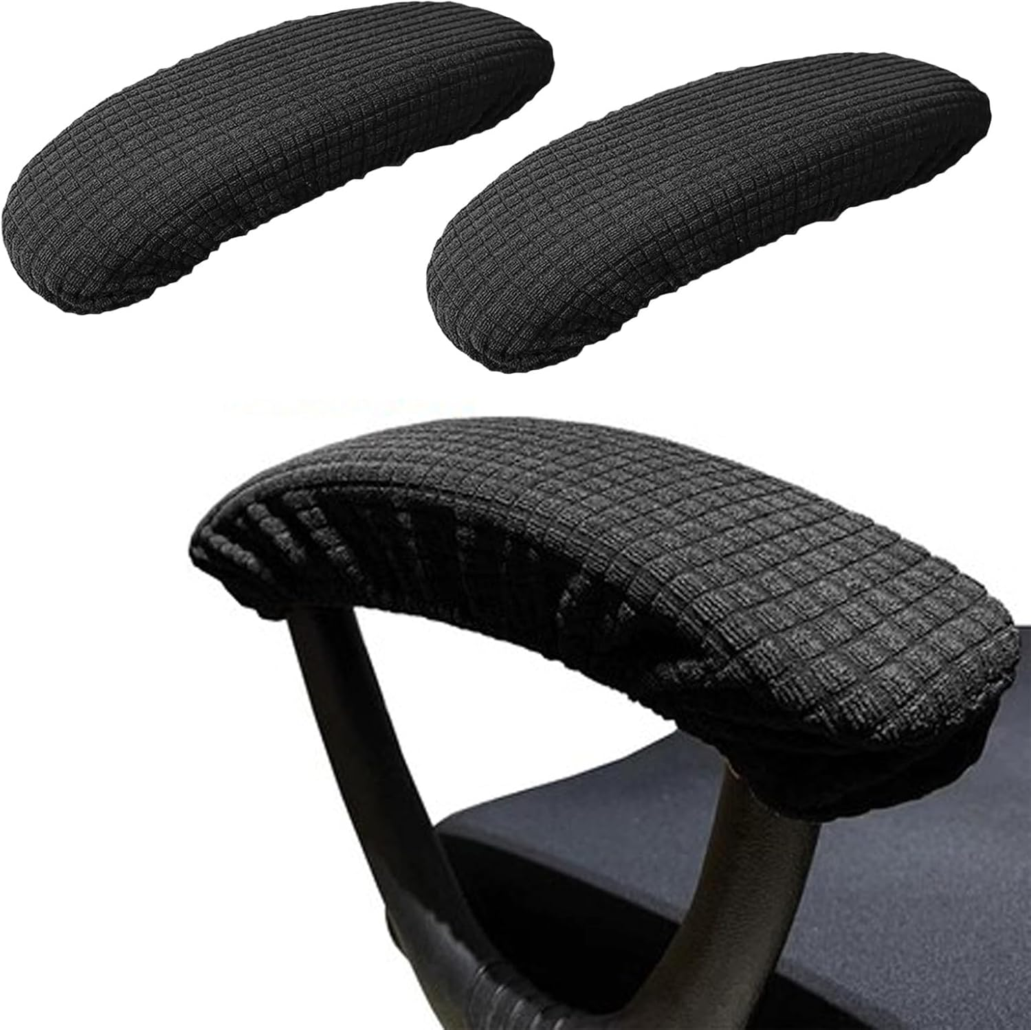 1 Pair Office Chair Arm Slipcovers Elastic Desk Chair Armrest Protectors Removable Office Chair Armrest Covers (Black) image number 3
