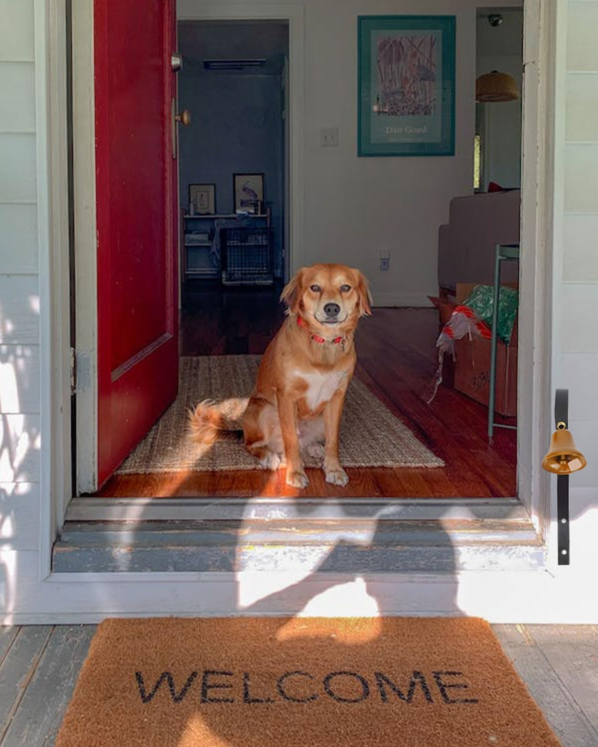 Goldtiger Dog Doorbell,Fixed Metal Dog Doorbell,Dog Bell for Door Potty Training,Bell for Dogs to Ring to Go Outside,Manual Assemble Wall Mounted Dog Door Bell (White) image number 4