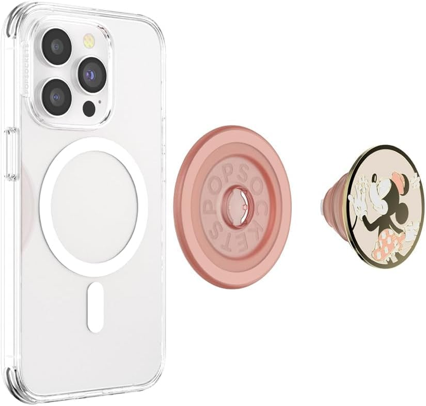 Popsockets round Phone Grip Compatible with Magsafe, Adapter Ring Included, Phone Holder, Wireless Charging Compatible, Disney - Enamel Minnie Daisy SNIFF - Pink image number 7
