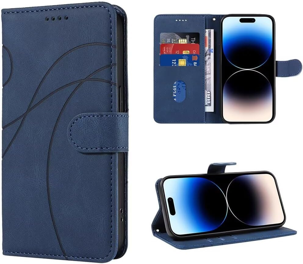 SEAHAI Leather Folio Case for Realme Note 70T, Premium PU Flip Wallet Protective Case, Shockproof Mobile Phone Case with Stand Function, Card Slot, RFID Protection, Magnetic - Blue