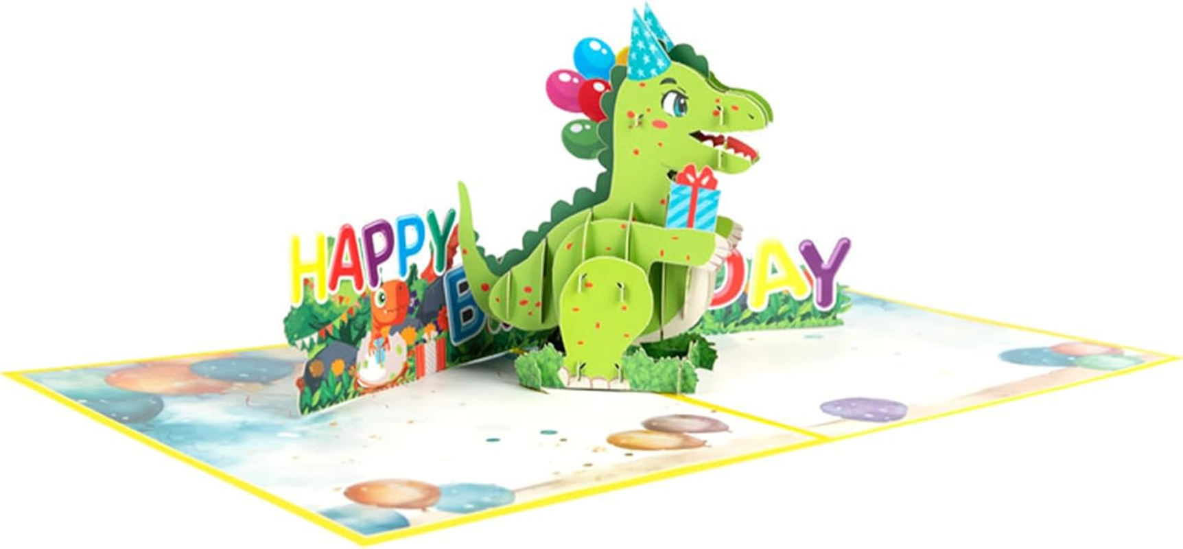 3D Pop up Greeting Card; Suitable for Boys, Girls, Parents, Children, Friends Birthday Gifts; with Envelope and Message Card (3D Dinosaur) image number 4