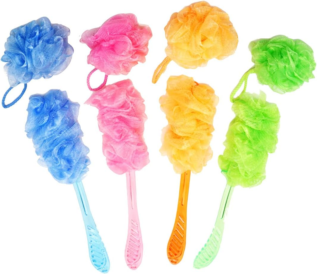 [4Pcs] Swosh Bath Shower Loofah Sponge Bath Mesh Pouf Shower Ball Body Scrubber Exfoliating Bath Sponge for Women and Men, Set of 4, Colorful image number 3