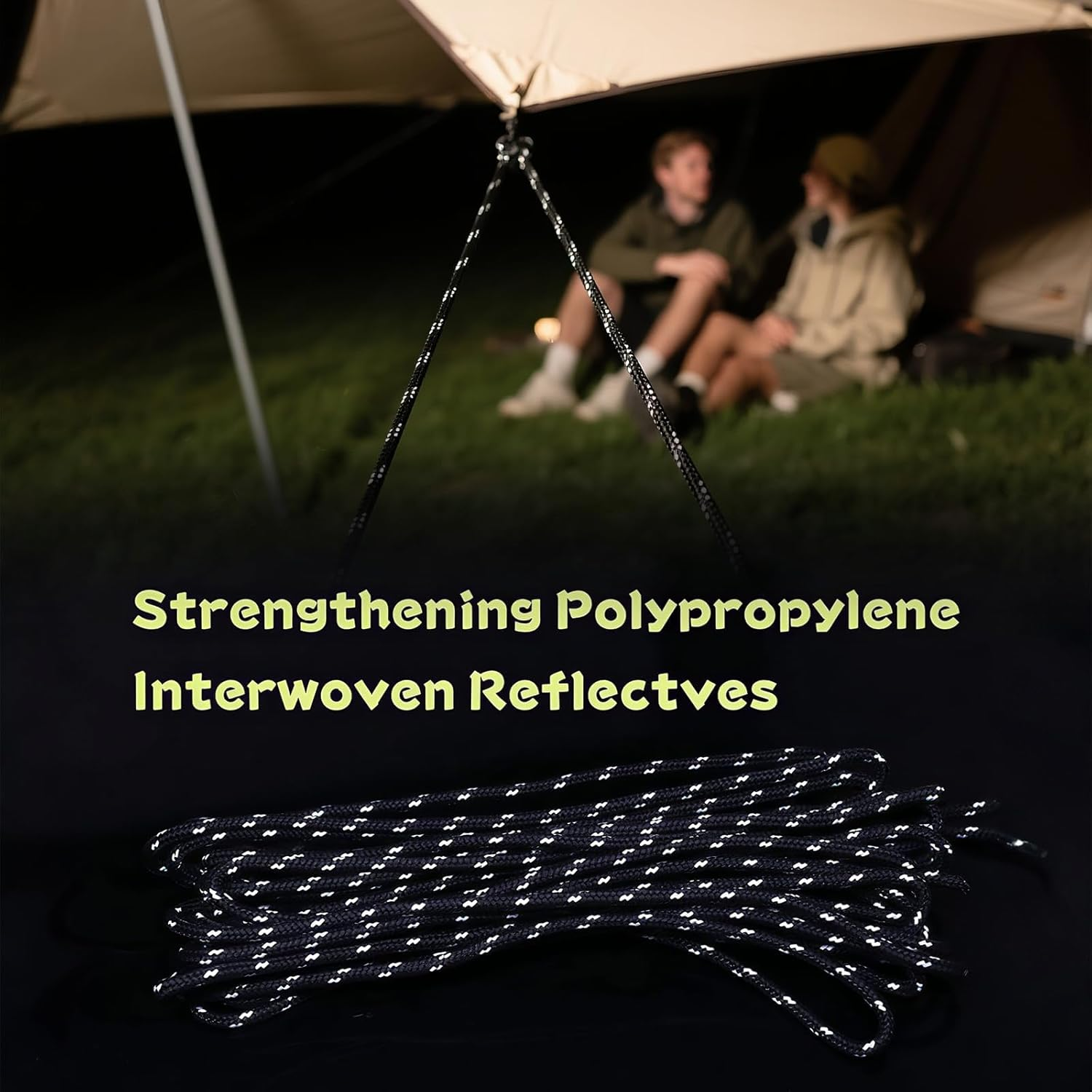 8 Pack 4Mm Guy Lines Ultralight Tent Cords with Aluminum Adjuster Tensioner Outdoor Camping Guylines Ropes for Tent Tarp,Climbing,Hiking Backpacking (Army-Green) image number 5