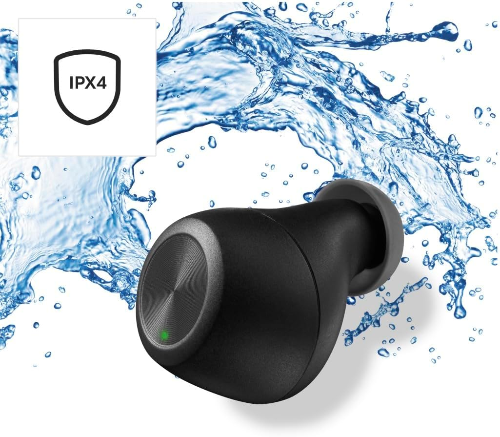 Hama True Wireless In-Ear Headphones (Bluetooth Headphones Music Time 12 Hours Battery, In-Ear Headphones with Wireless Charging and Wireless Charger, Splash-Proof IPX4, Ultralight 4 G) Black image number 3