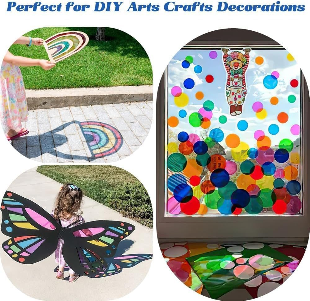 160 Pcs Cellophane Sheets 7.5X7.5 Inch 8 Multi-Colors Cellophane Wrap with Twist Ties for DIY Arts Crafts Decorations (19X19Cm)