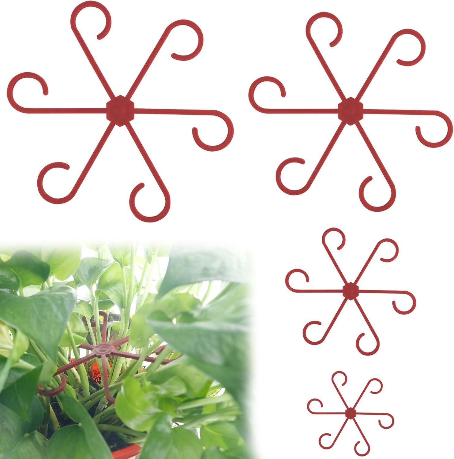 4 PCS Plant Stem Support, Climbing House Plant Stem Support, Plant Supports for Indoor Plants, Reusable Houseplant Accessories（Transparent）