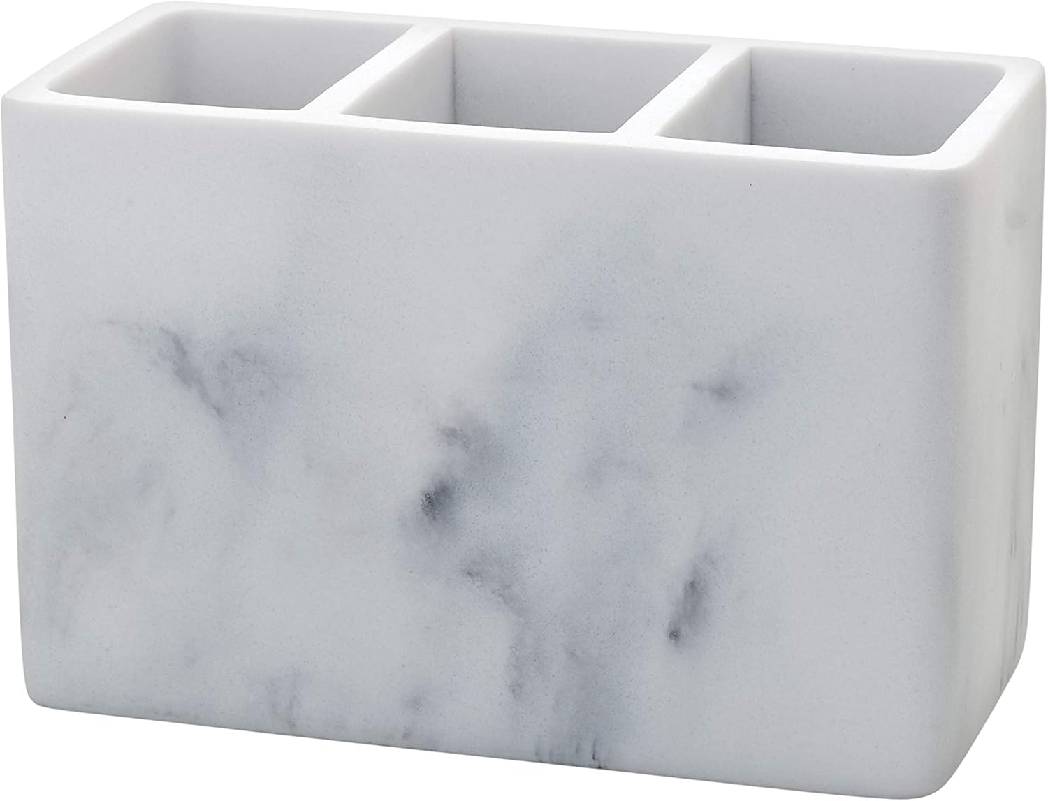 Zenna Home Corin Vanity Organizer: Countertop Storage for Bathroom Counter Organization, Toothbrush Holder, Makeup and More, Sturdy Resin, Marble Grey