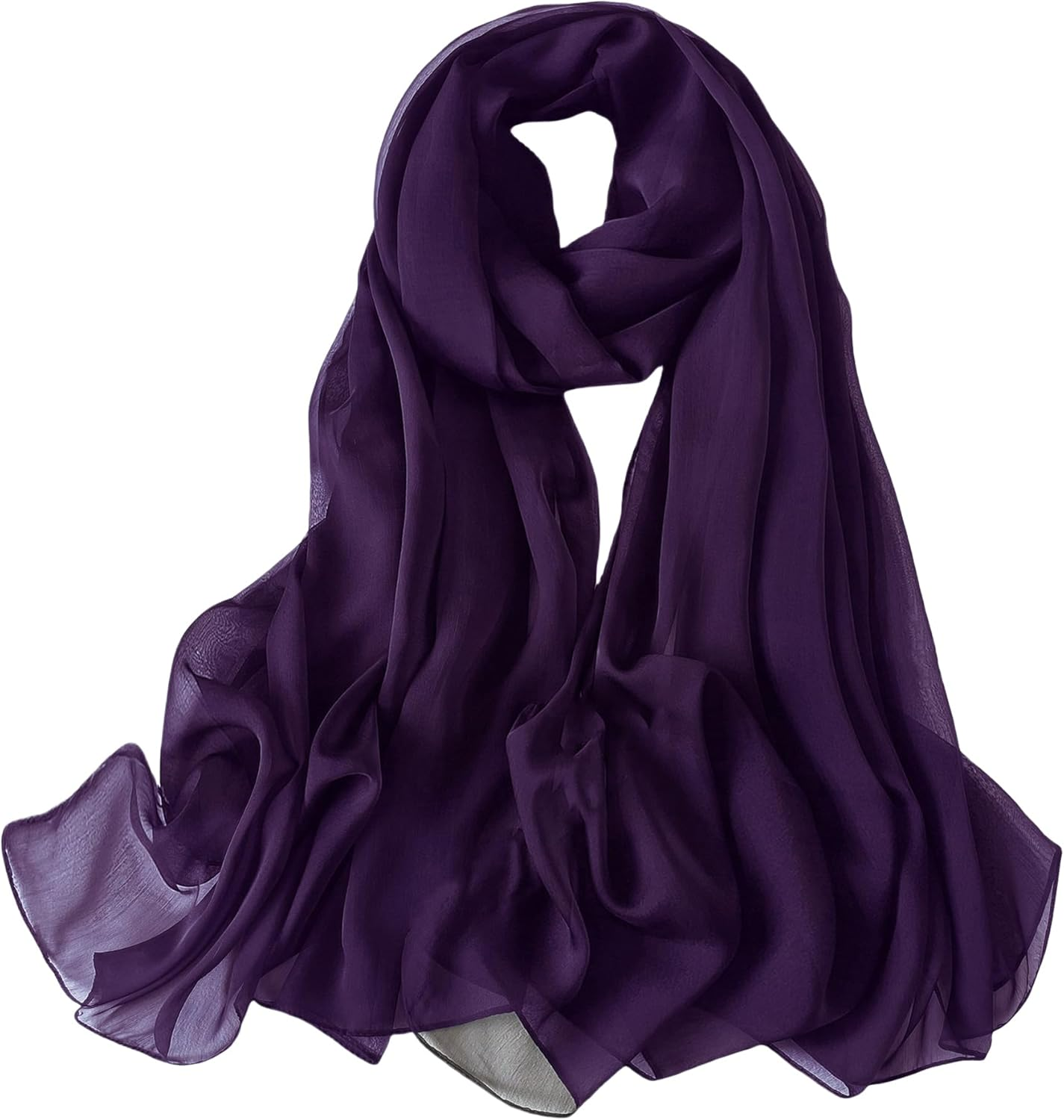 Lina & Lily Crinkled Chiffon Women'S Scarf Shawl Wrap Spring Summer Sheer Silky Featherlight - Baby Blue image number 2