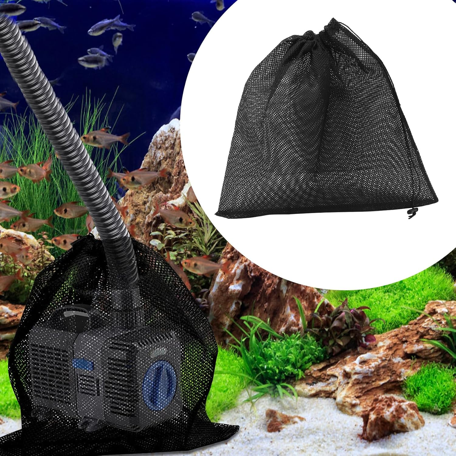 Yardenfun Pump Mesh Bag Large Filter Net for Water Pump Protection Tear-Resistant Mesh Filter Bag to Prevent Dirt Damage Suitable for Home and Outdoor Aquatic Use Black