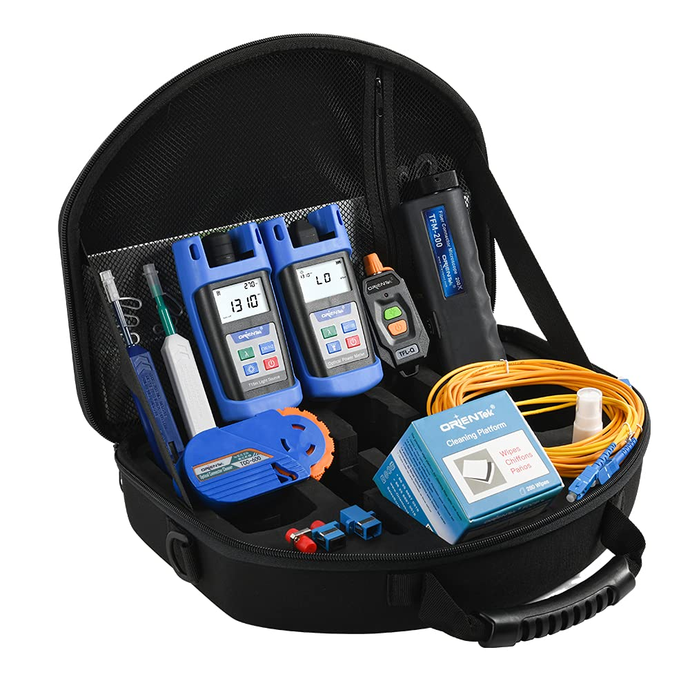 Orientek TLT-15D FTTH Loss Test Kit, 200X Mini Fiber Scope, 800~1700Nm Fiber Optic Power Meter, Optical Light Source, Visual Fault Locator, One-Press Cleaner Pen, Fiber Optical Tools Kit, VFL OPM OLS image number 4