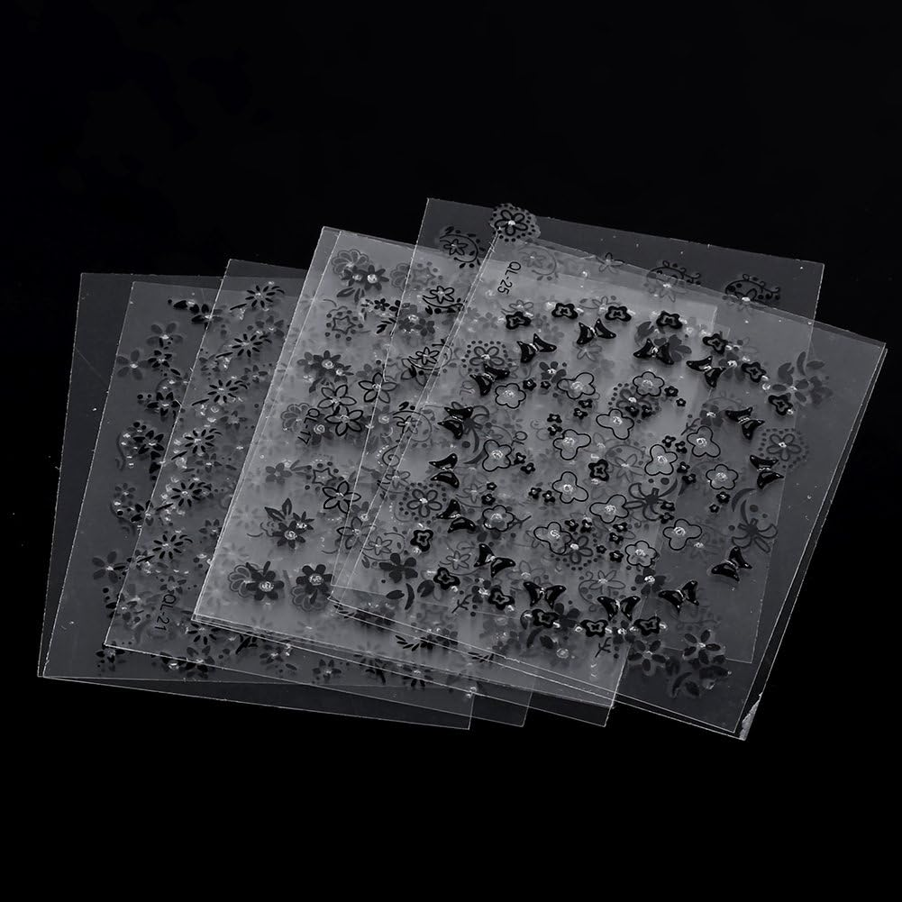 Nail Sticker, 50 Sheets Multicolor Stylish 3D Nail Art Sticker Flower Design Adhesive Decal Decoration image number 4