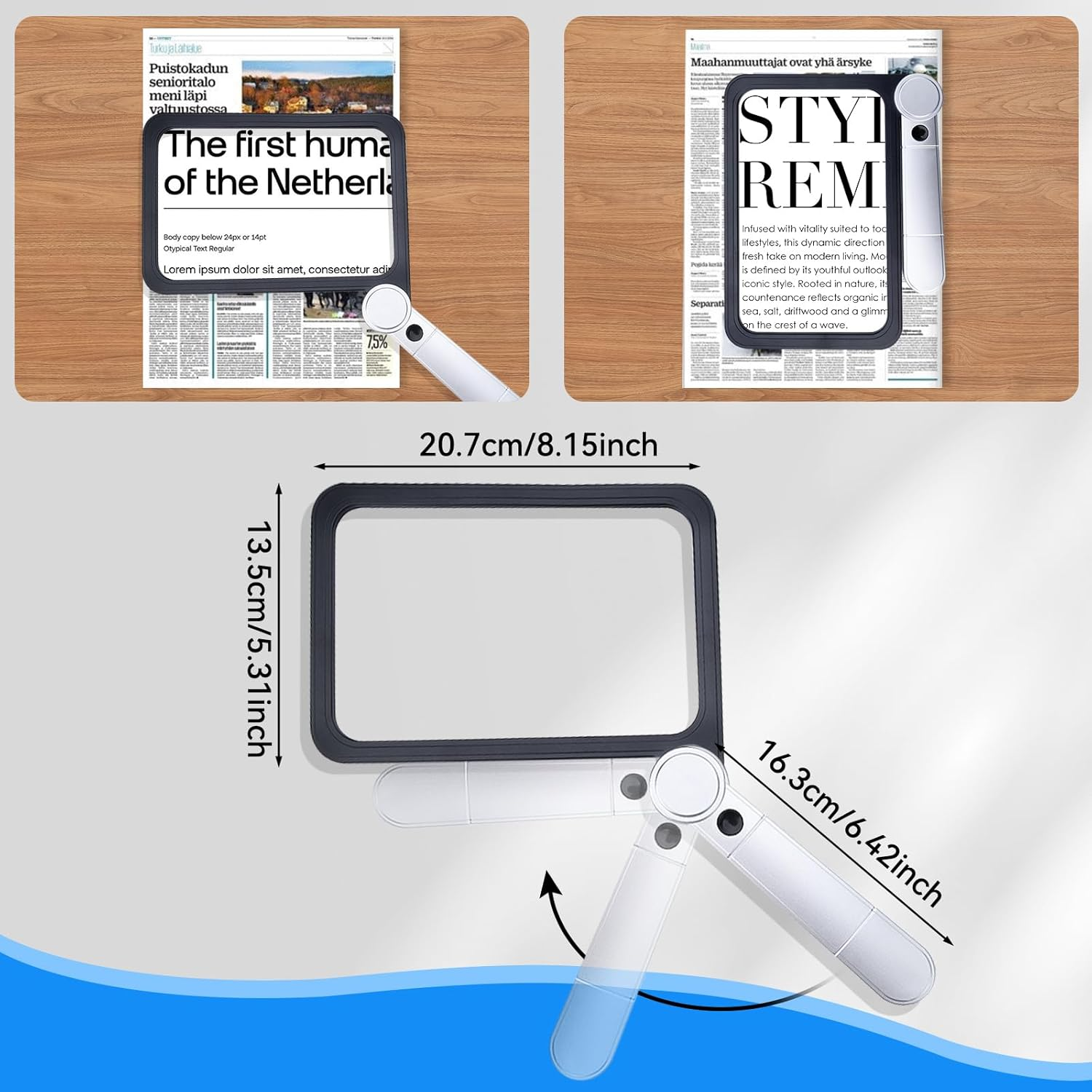 5X Large Magnifying Glass with Adjustable LED Light, 48LED Cold/Warm Light 3 Modes, Watch Repair Tools & Kits, Loupe Handheld Magnifier for Seniors Reading Watch Repair Soldering Close Work image number 6