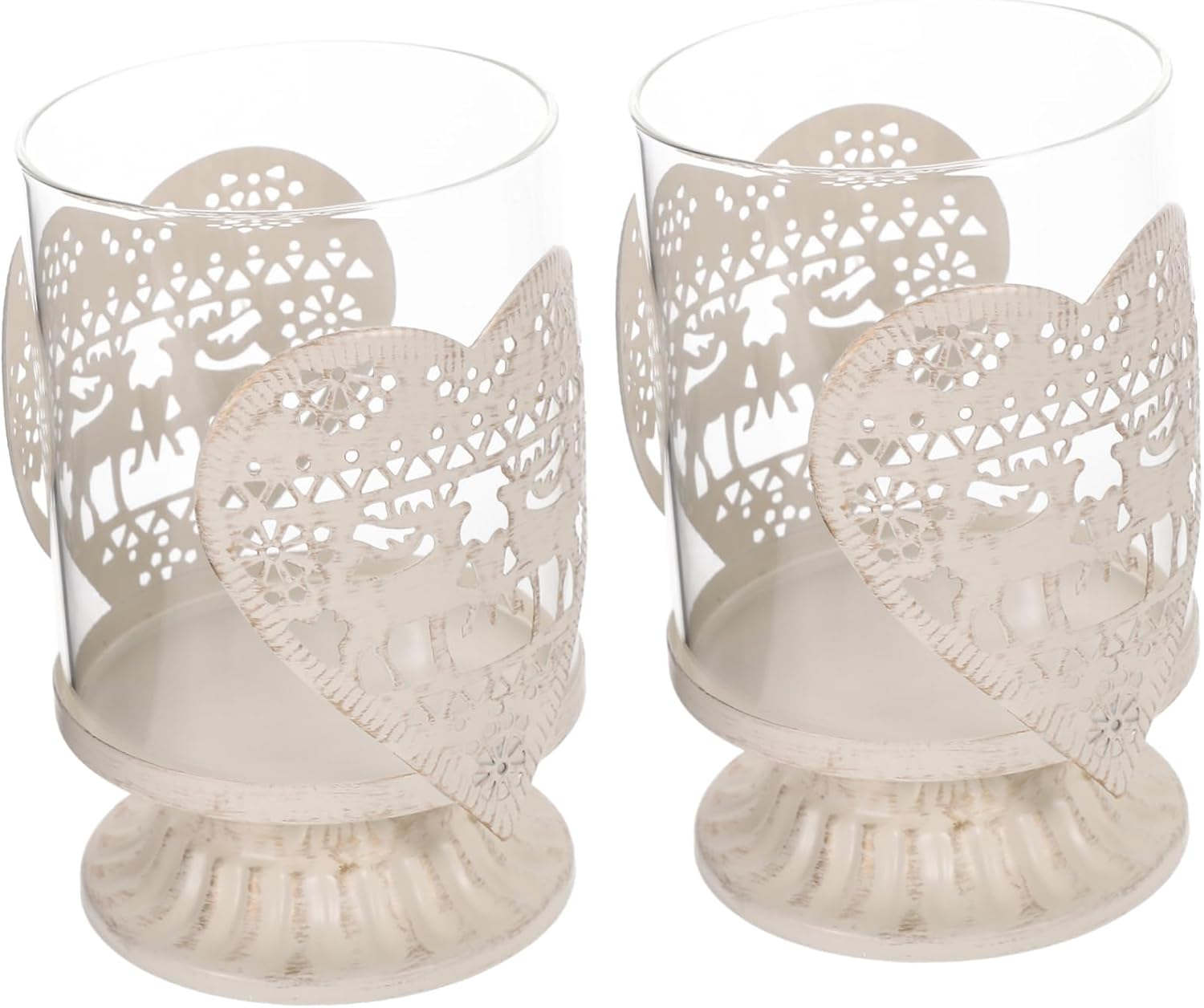 Beatifufu 2Pcs Elegant Christmas Deer Ornament Candlestick Holder Decorative Desktop Decoration for Housewarming