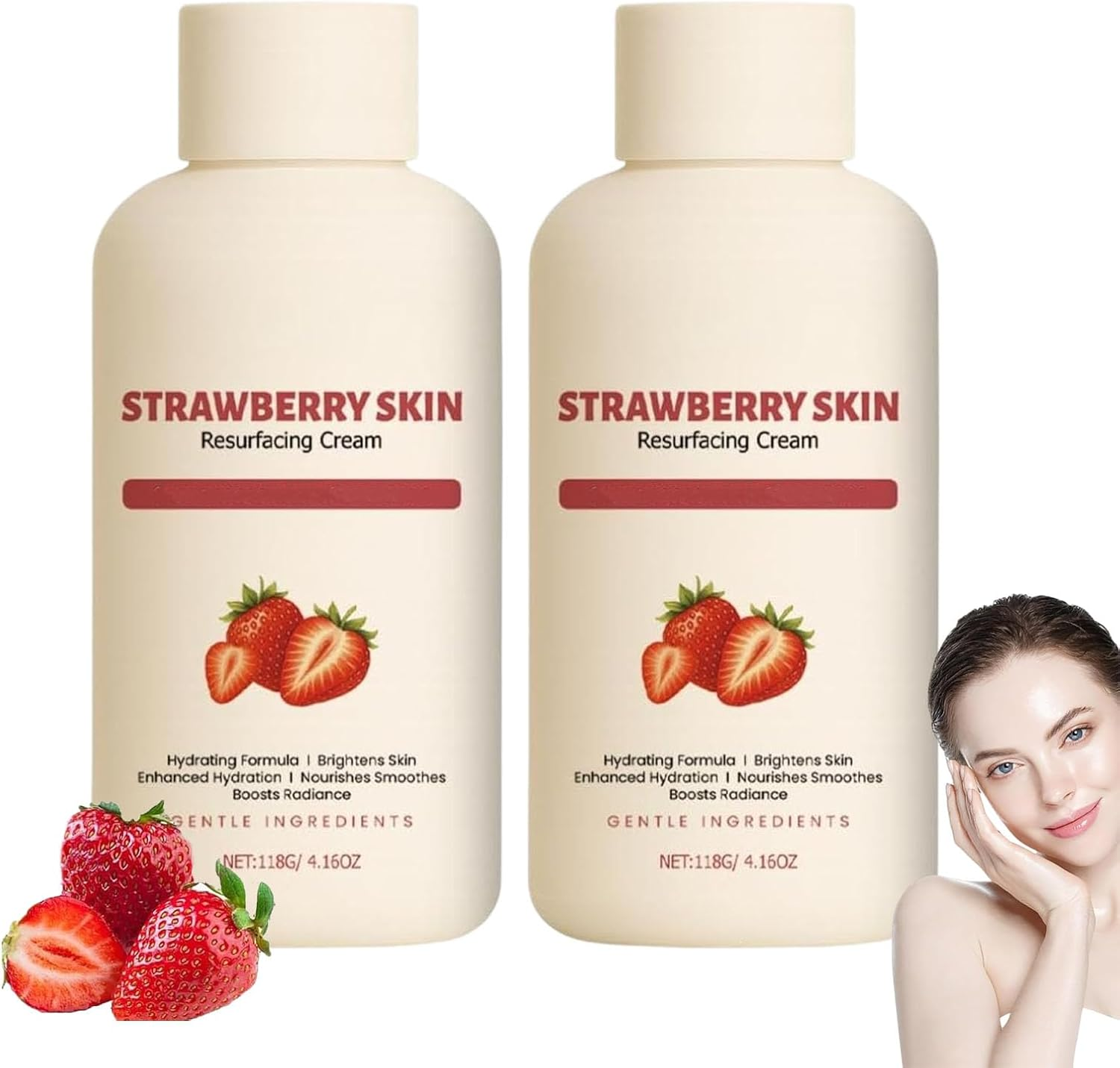 Strawberry Skin Resurfacing Cream, Strawberry S/Kin Treatment, Legs Treatment Body Cream, Anti-Wrinkle Moisturizing Lotion,Smooth Arm and Leg, Reduce Chicken Skin Bumps and Uneven Textures (2PCS)