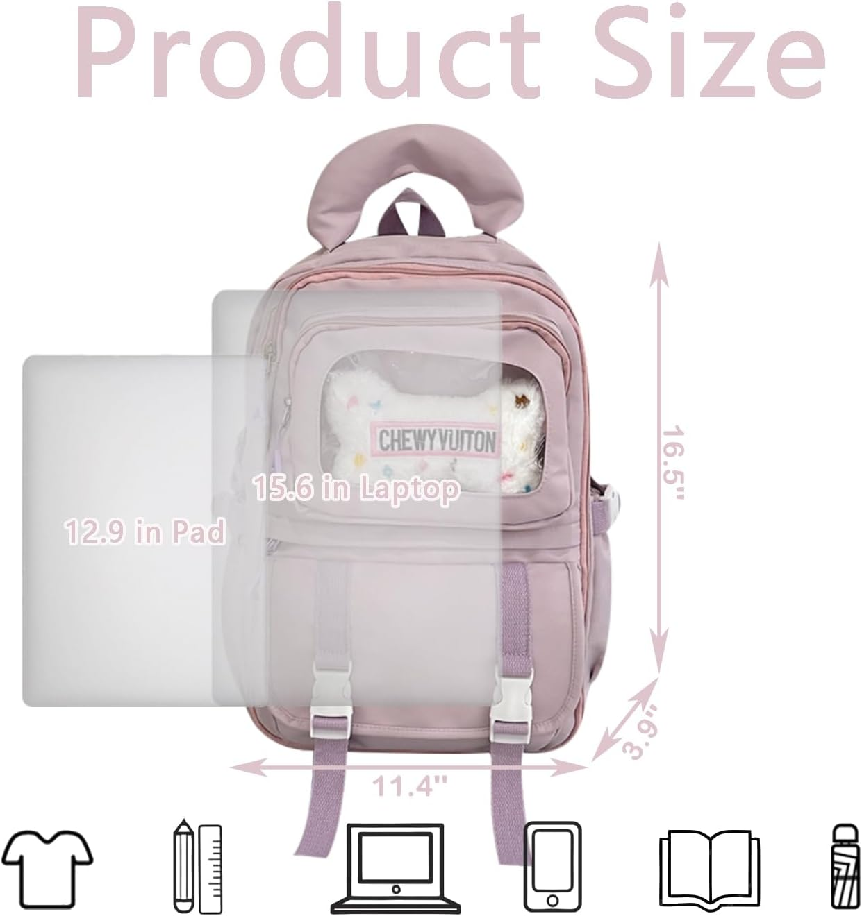 Lifelix Kawaii Backpacks Cute Bookbag for Girls Aesthetic School Schoolbag with Accessories