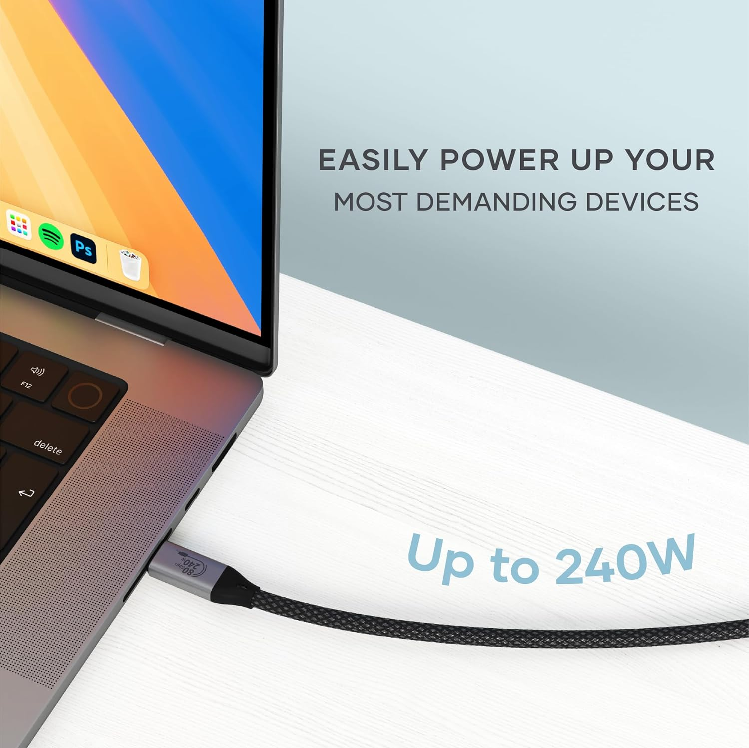 Satechi USB4 V2 Pro Cable, USB C Cable 1.2M/3.9Ft, up to 120Gbps Data Transfer, 240W Power Delivery, 8K@60Hz Display, Thunderbolt 5/4/3 Compatible, for Macbook, Windows & More image number 3