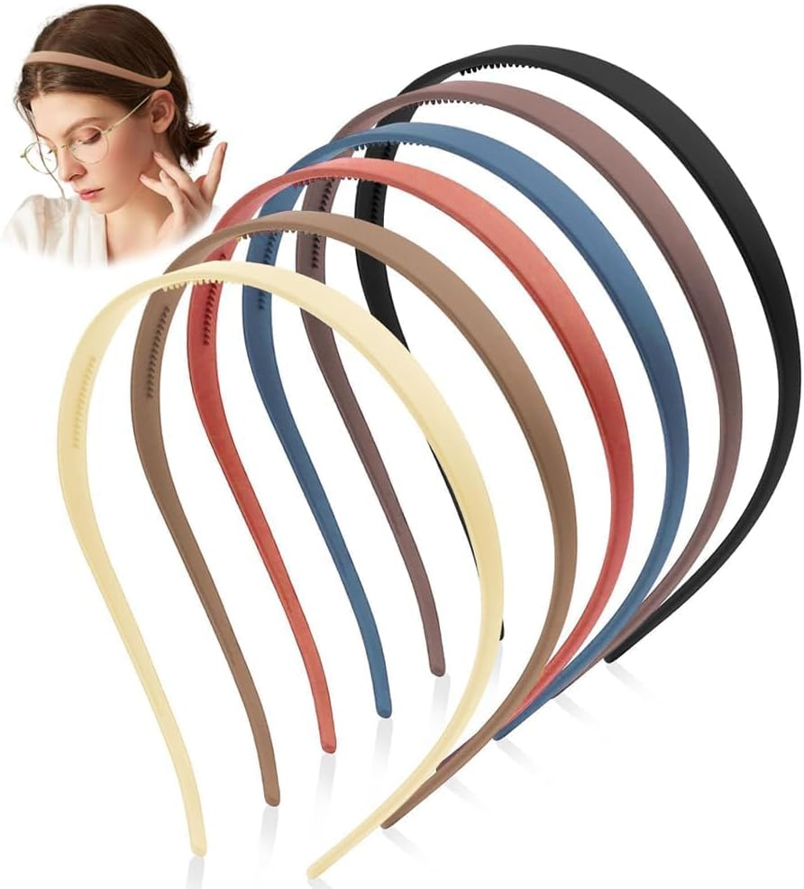 TTPSRY Set of 6 Narrow Hair Bands Thin Plastic Headband Hair Band Multicoloured Headband Hair Accessories Women image number 1