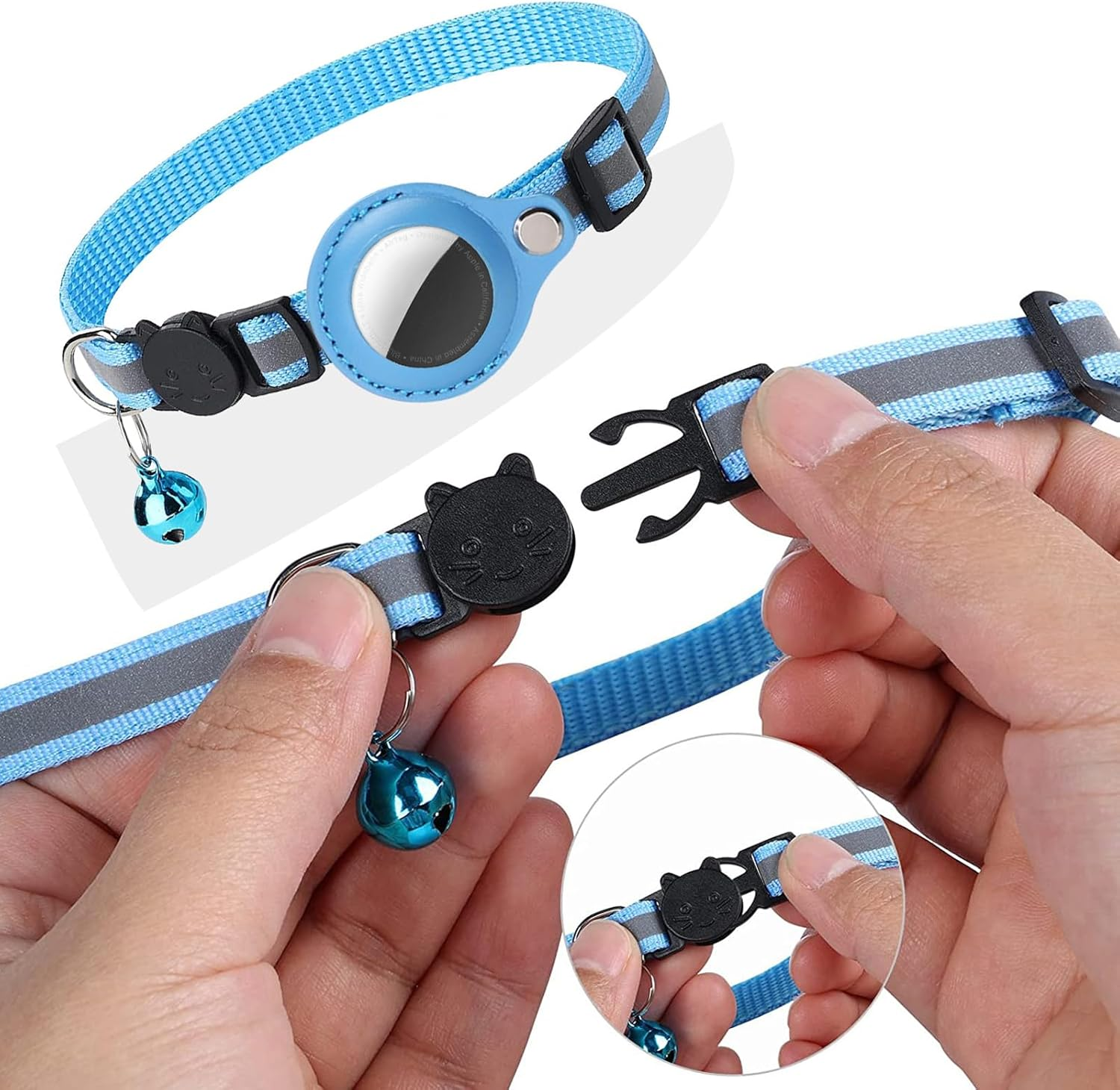 Reflective Airtag Cat Collar and Airtag Holder, Compatible with Airtag, Integrated Cat Collar, Airtag, Waterproof, Reflective Airtag Collar, Suitable for Cats, Puppies image number 2