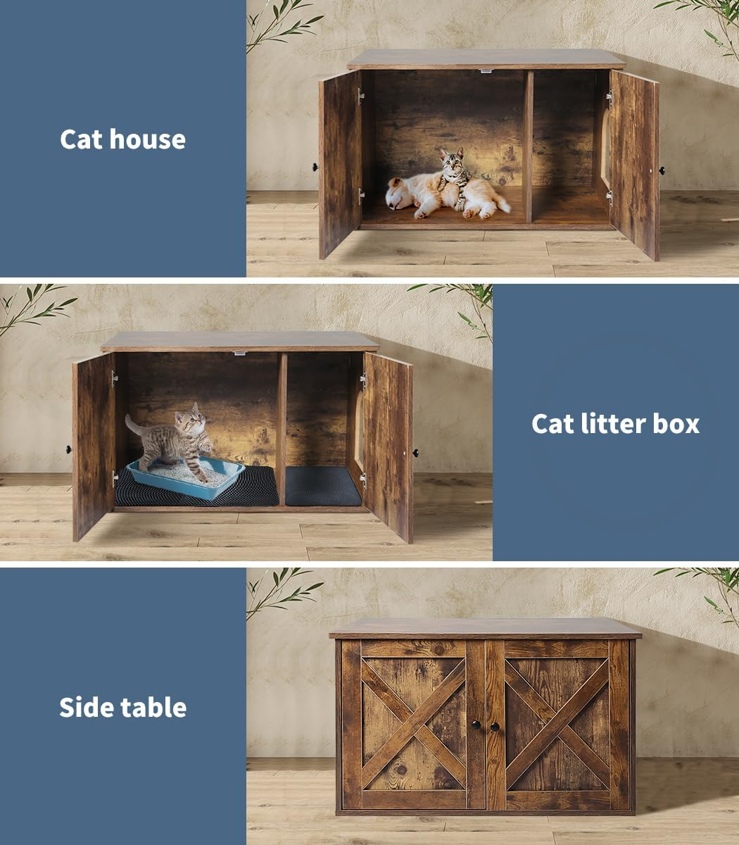 Pawz Enclosed Cat Litter Cabinet Box Furniture Kitty Toilet Tray Pet House Table image number 2