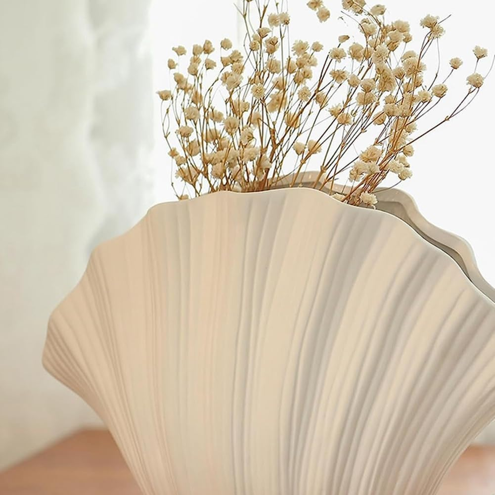 Nordic Style Shell Shaped Ceramic Vase Home Decor Tabletop Artificial Flower Plant Holder Tableware Flower Arrangement A image number 2