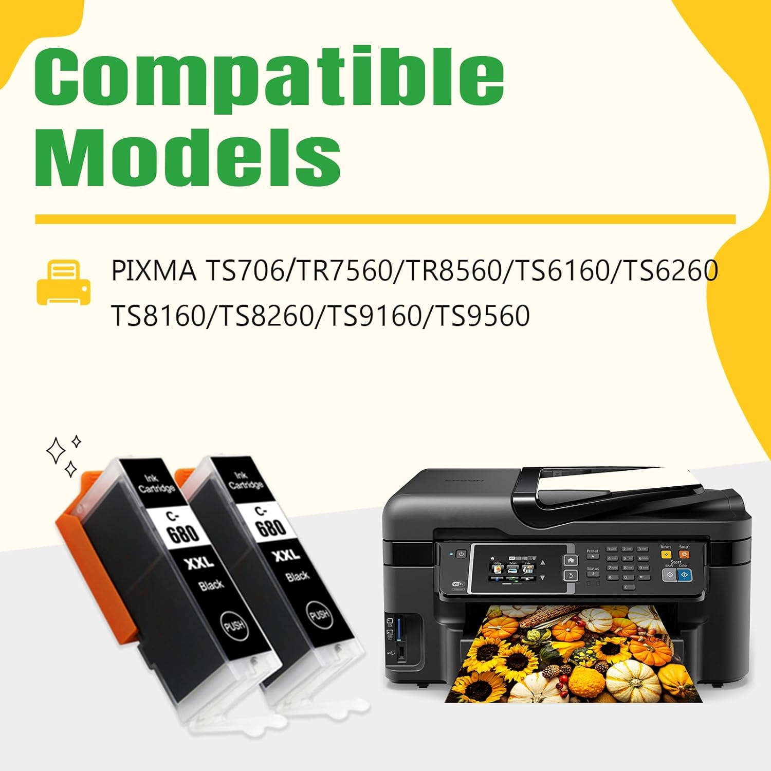 680XXL Ink Cartridges Compatible for Canon 680 680 XXL Replacement for Canon TS706 TR7560 TR8560 TS6160 TS6260 TS8160 TS8260 TS9160 TS9560 Printer (2B) image number 3