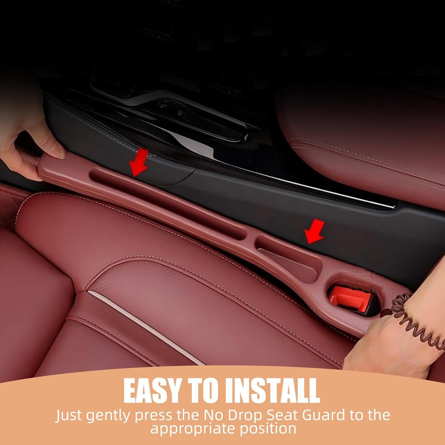 2Pcs Car Seat Gap Filler with Silicon Wipe Cover, 2025 Upgraded Car Seat Gap Organizer Storage Box,Fills the Gap between the Seat and Console, Suitable for Cars, SUV and Trucks,Black image number 3