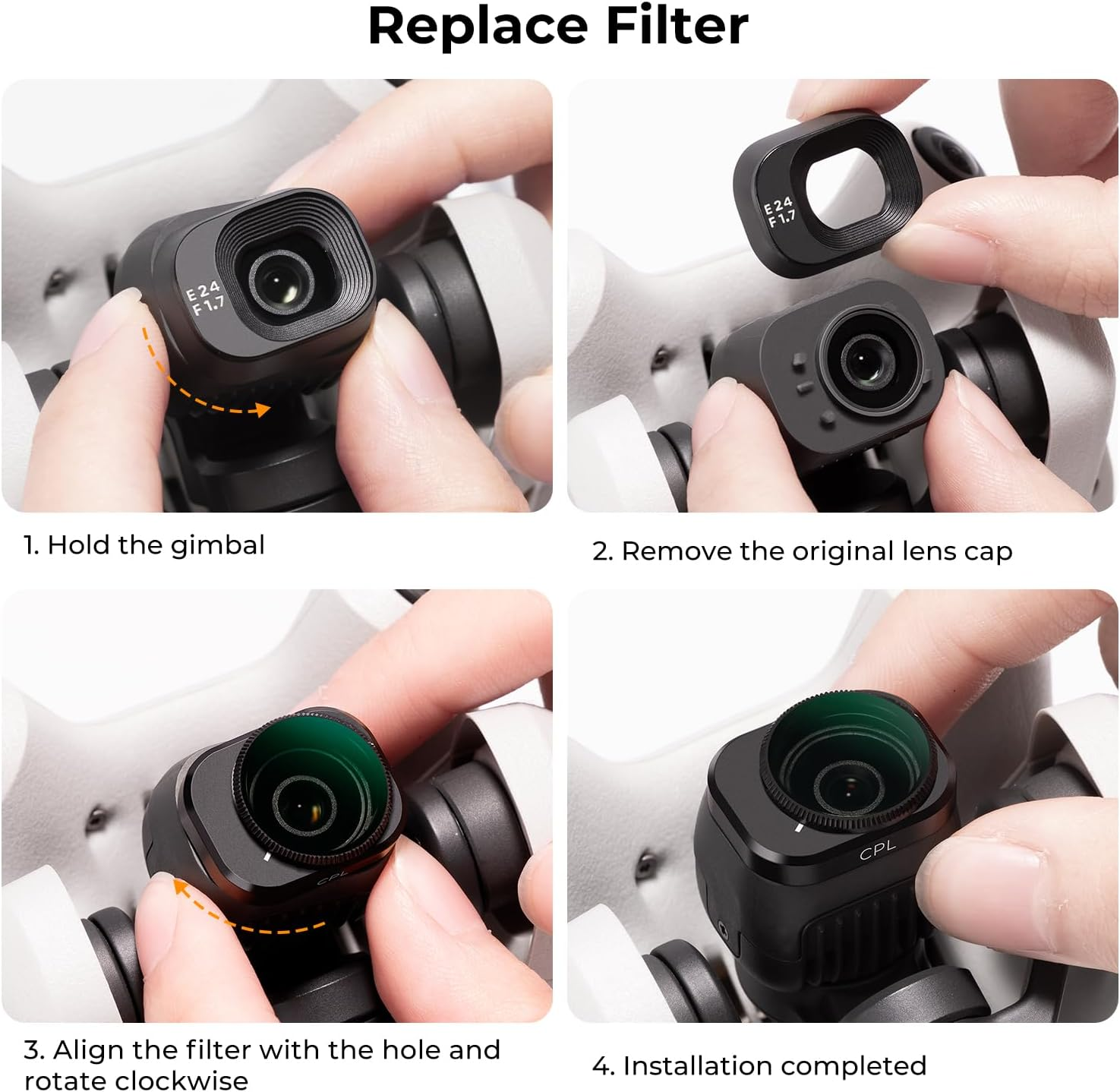 K&F Concept ND UV CPL Filters Kit Compatible with DJI Mini 4 Pro,4 Pack(Cpl+Uv+Nd8+Nd16)，Uv Filter Neutral Density Filter Multi-Coated Optical Glass Filter Drone Camera Accessories image number 4