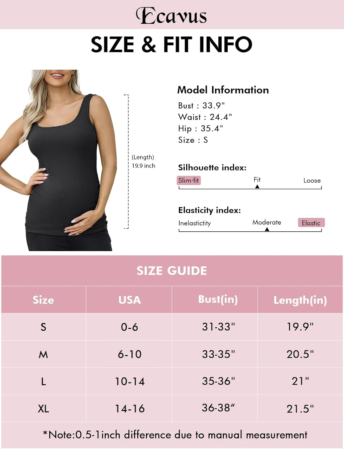 Ecavus 3PCS Maternity Square Neck Tank Top Sleeveless Ribbed Knit Basic Tops Pregnancy Athletic Yoga Shirts Camisole